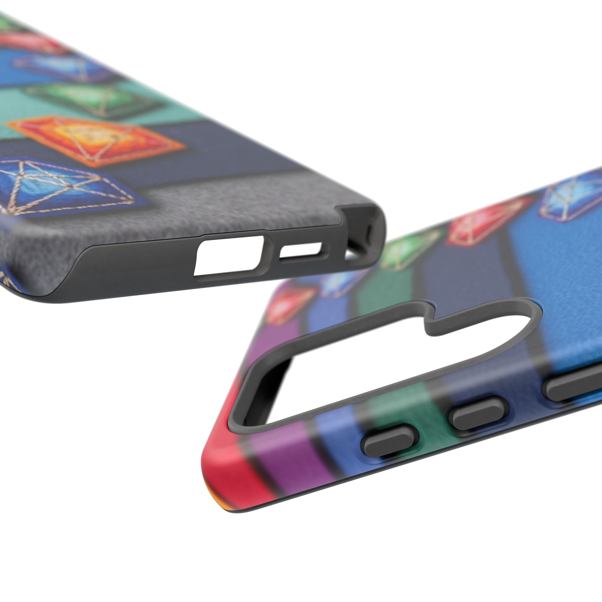 Colorful Gem Stripe Phone Case — Rainbow Diamond Pattern Tough Case