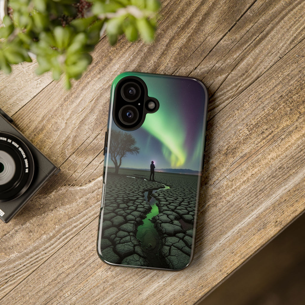 Aurora Night Sky Tough Phone Case — Northern Lights Landscape Protective Cover