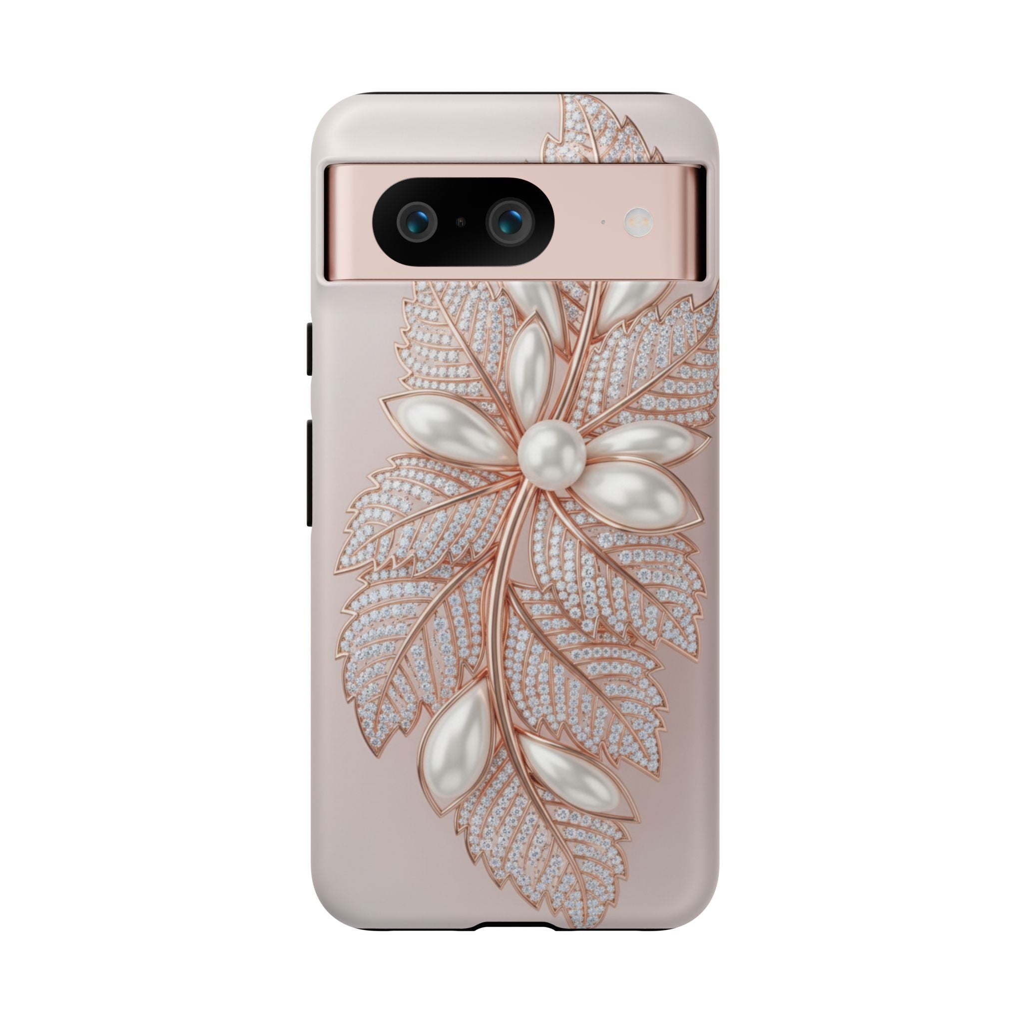 Rose Gold Pearl Leaf Tough Phone Case for Google Phone