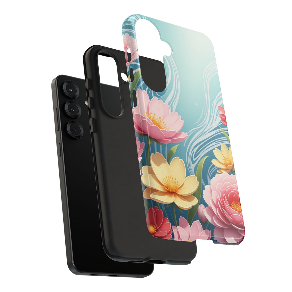 Floral Lotus Tough Phone Case — Watercolor Garden Protective Cover