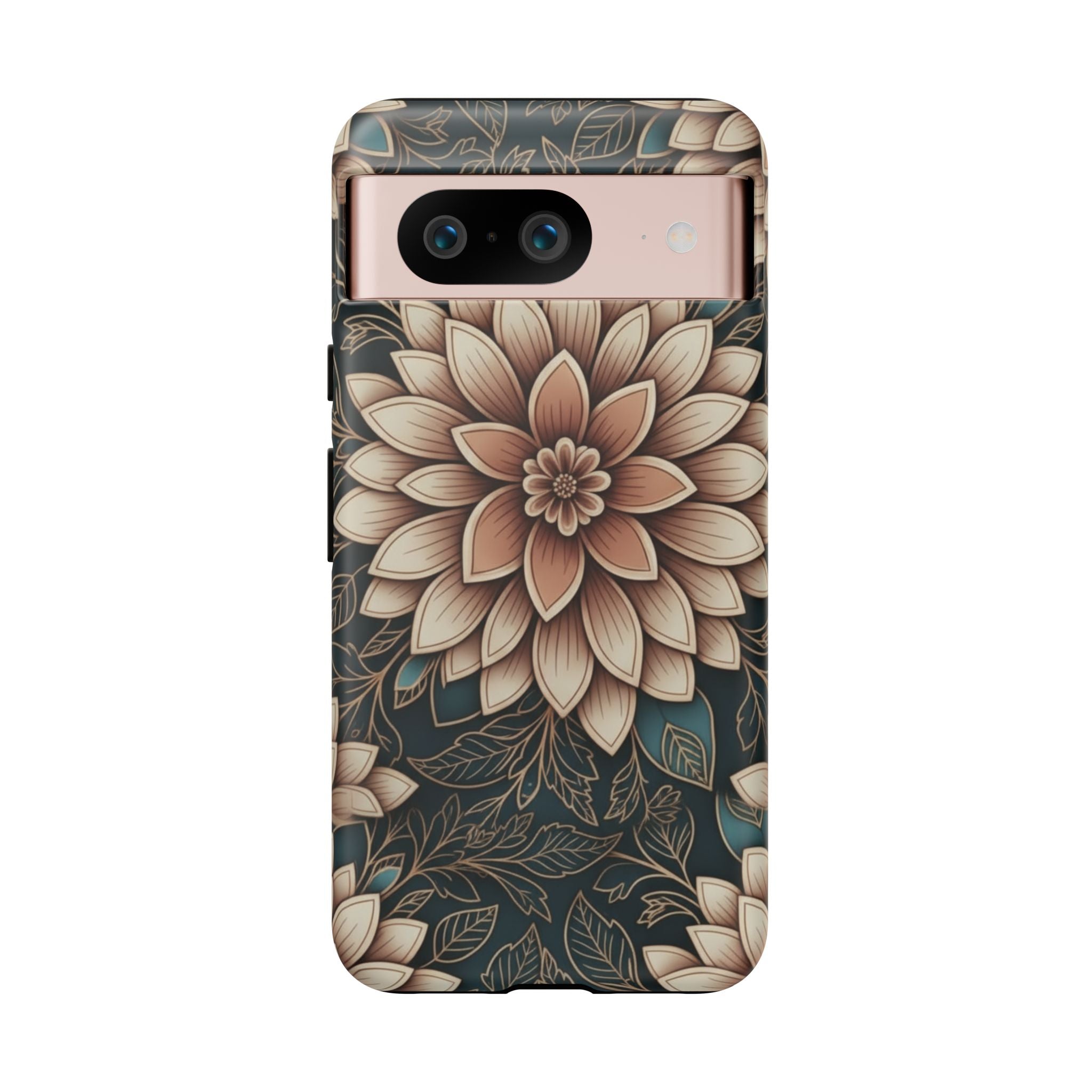 Floral Mandala Tough Phone Case - Boho Dahlia Protective Cover