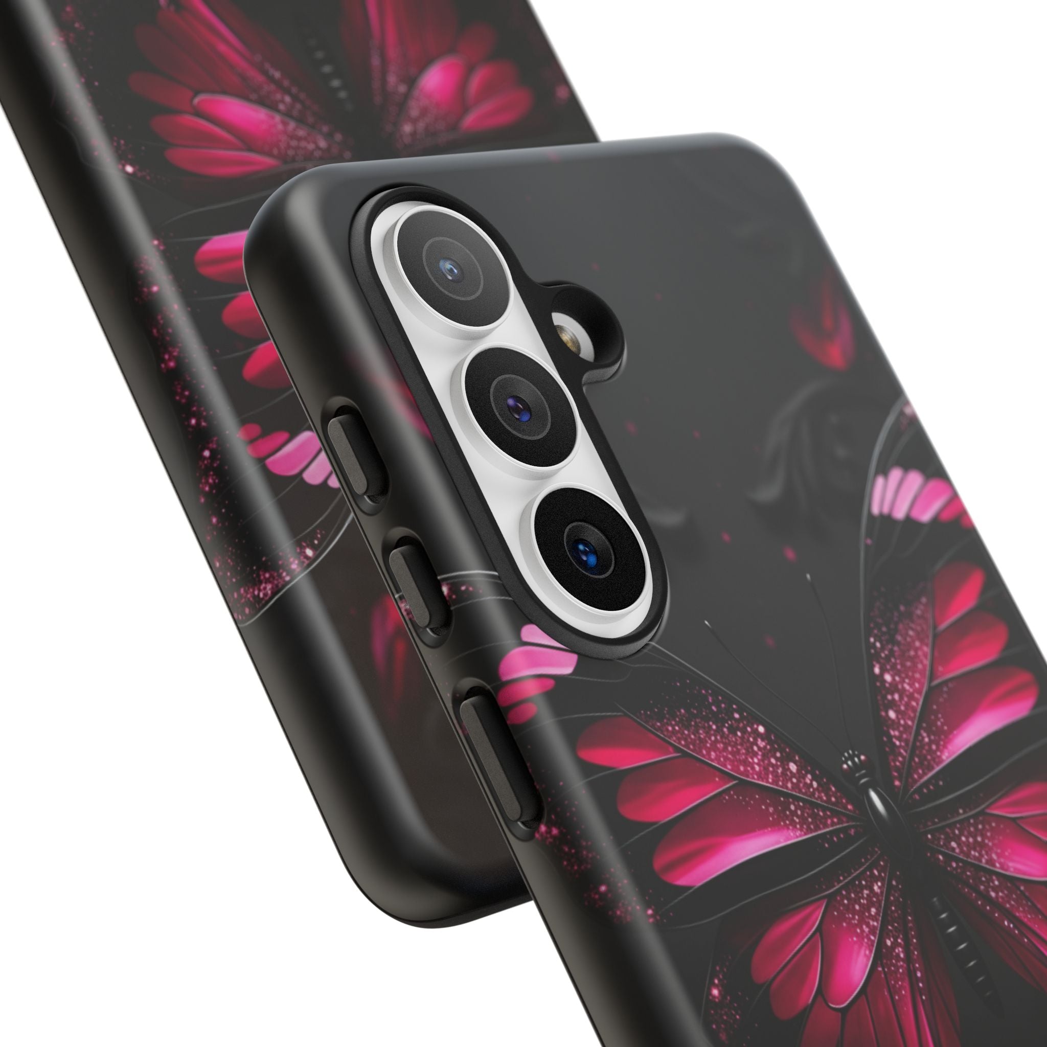Pink Butterfly Tough Phone Case - Shockproof Protective iPhone Cover