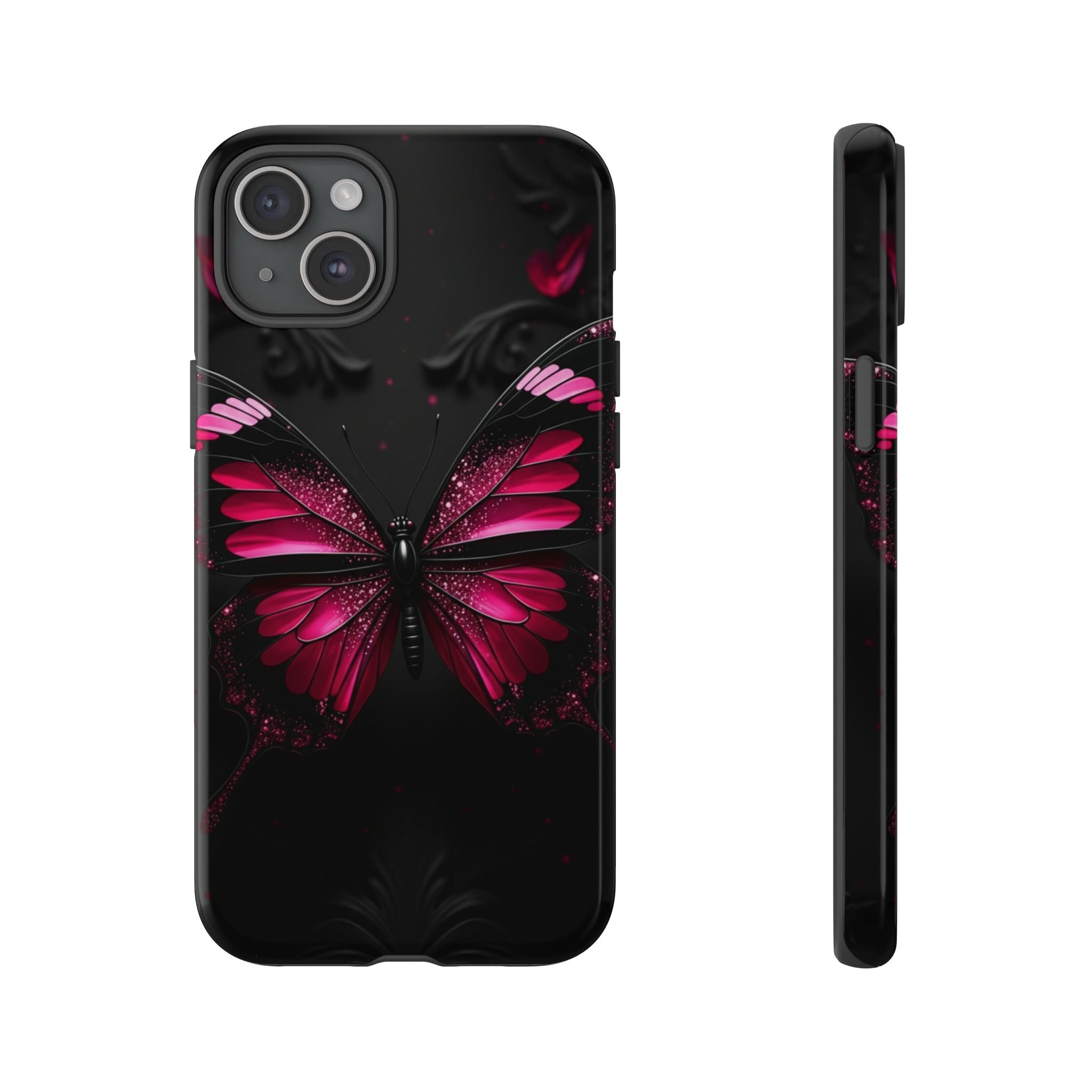 Pink Butterfly Tough Phone Case - Shockproof Protective iPhone Cover