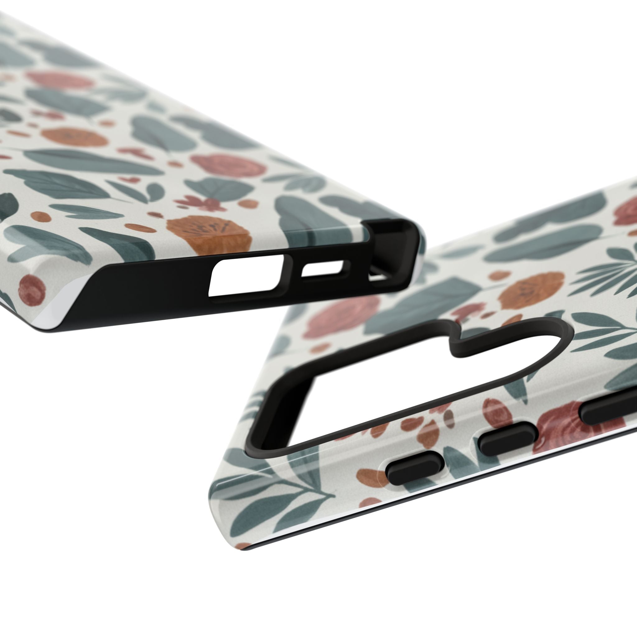 Floral Leaf Pattern Tough Phone Case — Protective Botanical iPhone Cover
