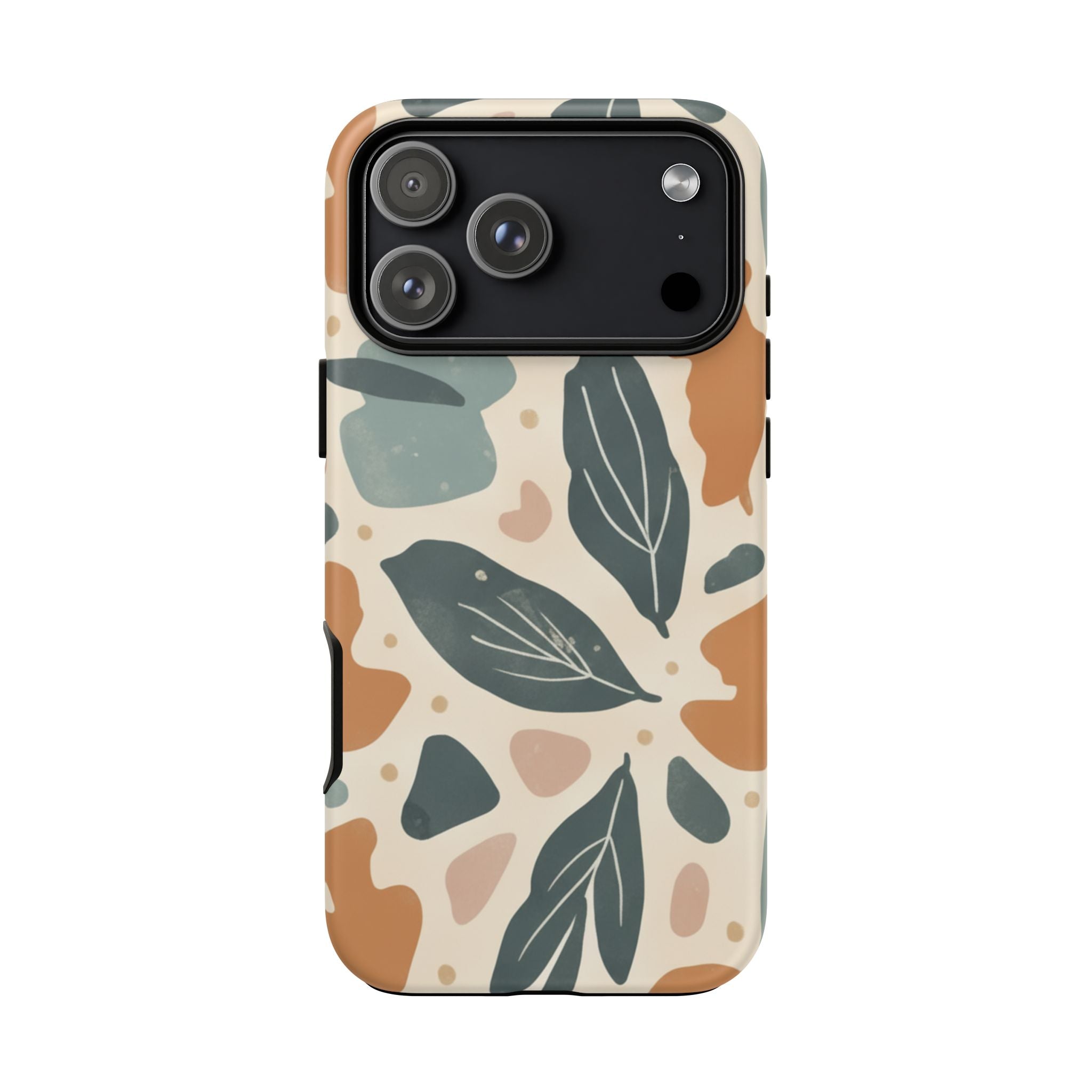 Floral Leaf Tough Phone Case — Abstract Earth-Tone Protection