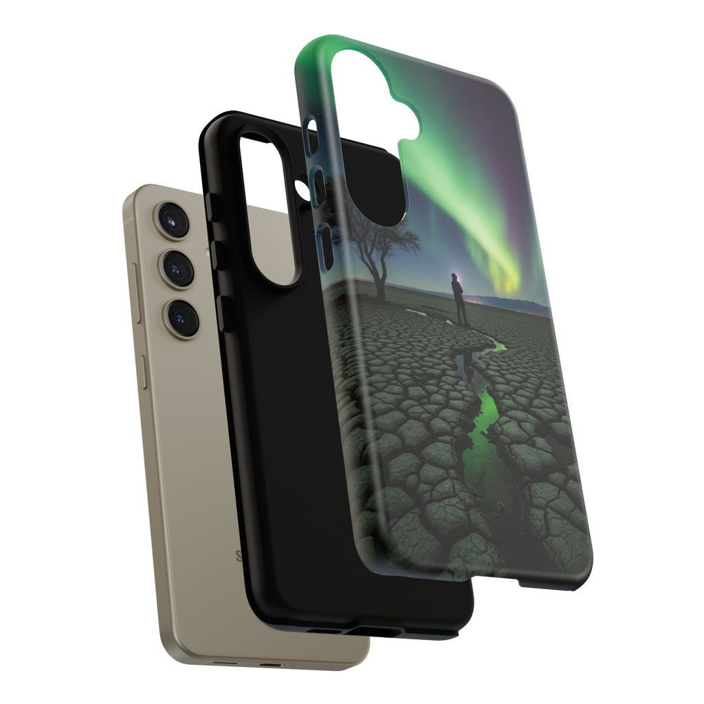 Aurora Night Sky Tough Phone Case — Northern Lights Landscape Protective Cover
