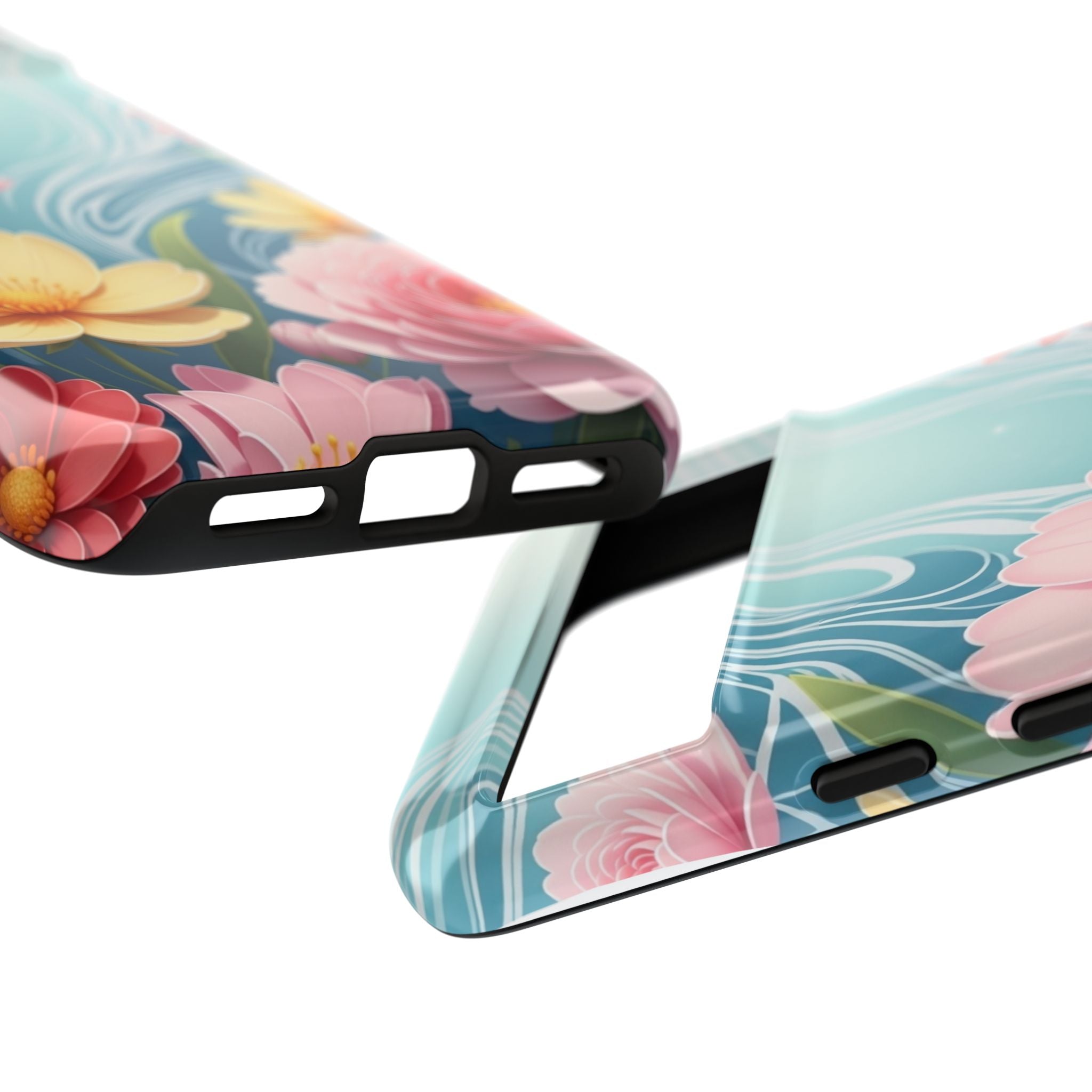 Floral Lotus Tough Phone Case — Watercolor Garden Protective Cover
