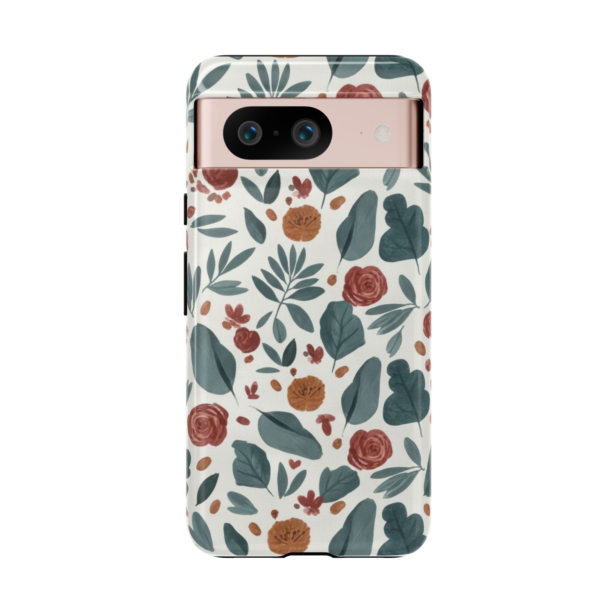 Floral Leaf Pattern Tough Phone Case — Protective Botanical iPhone Cover