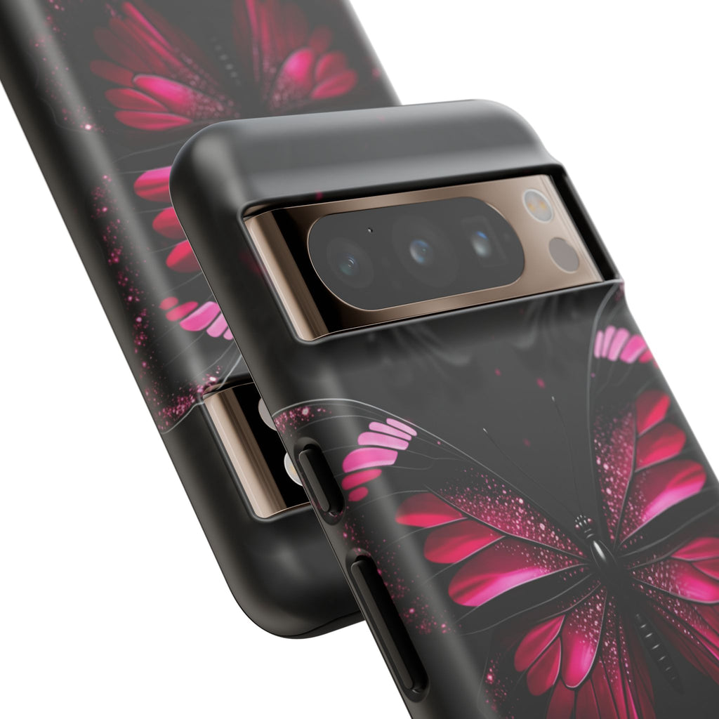 Pink Butterfly Tough Phone Case - Shockproof Protective iPhone Cover