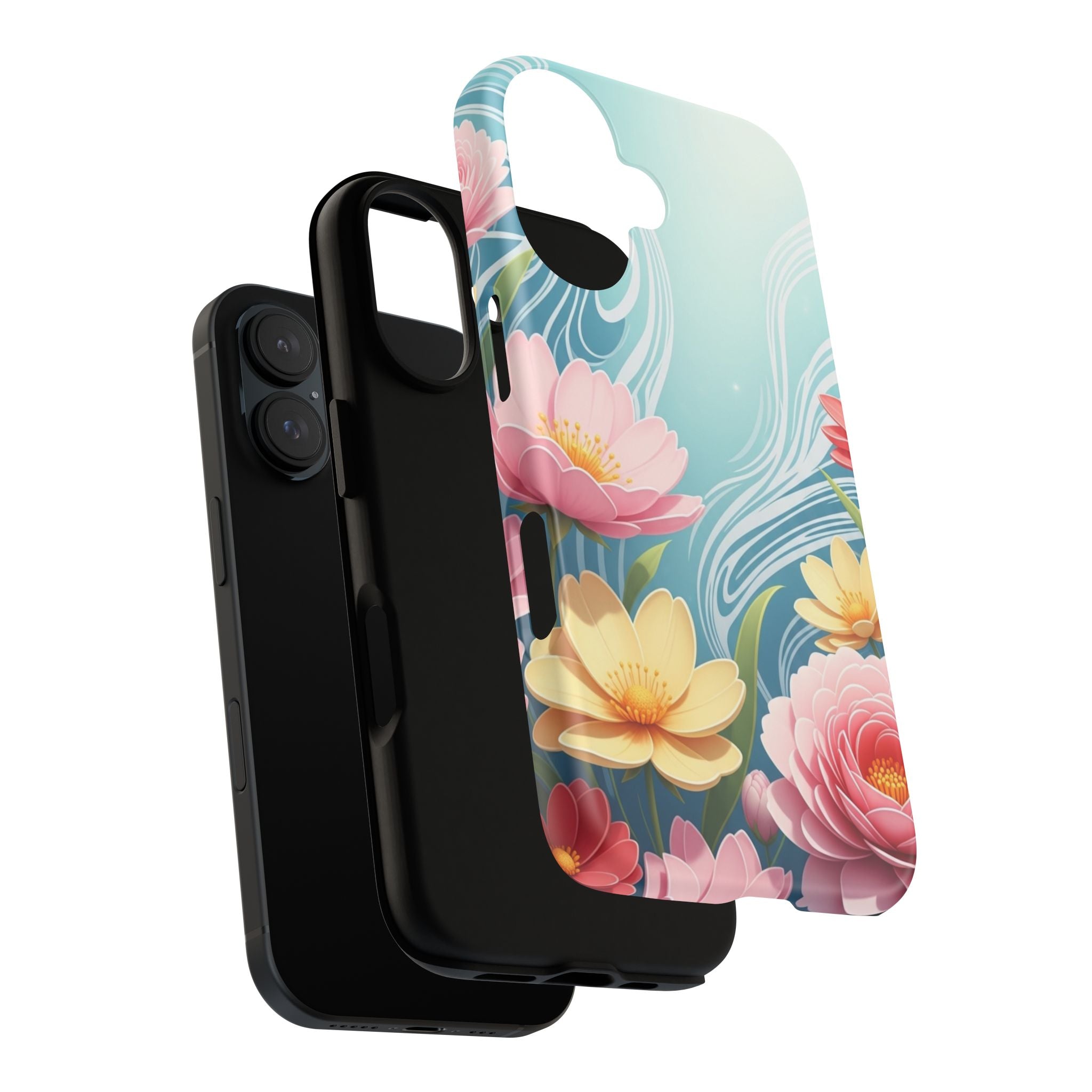 Floral Lotus Tough Phone Case — Watercolor Garden Protective Cover