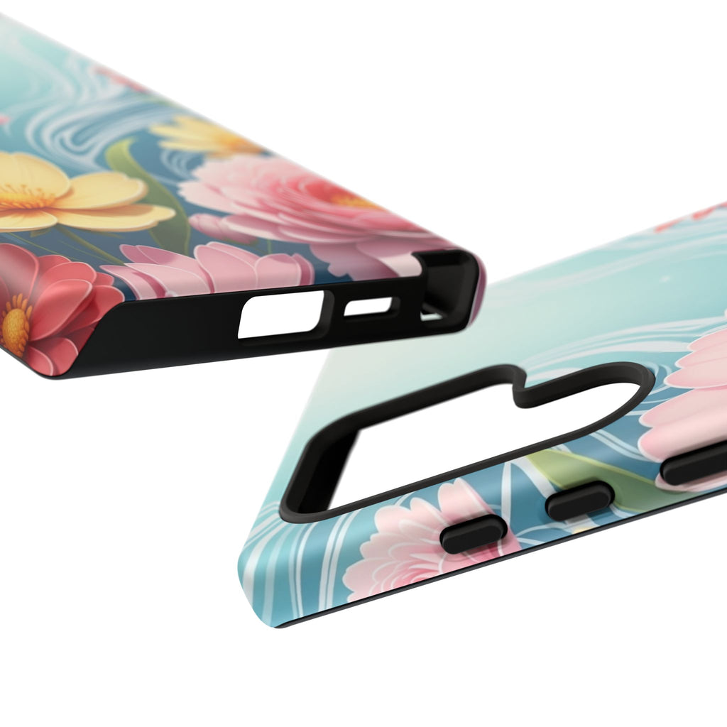 Floral Lotus Tough Phone Case — Watercolor Garden Protective Cover