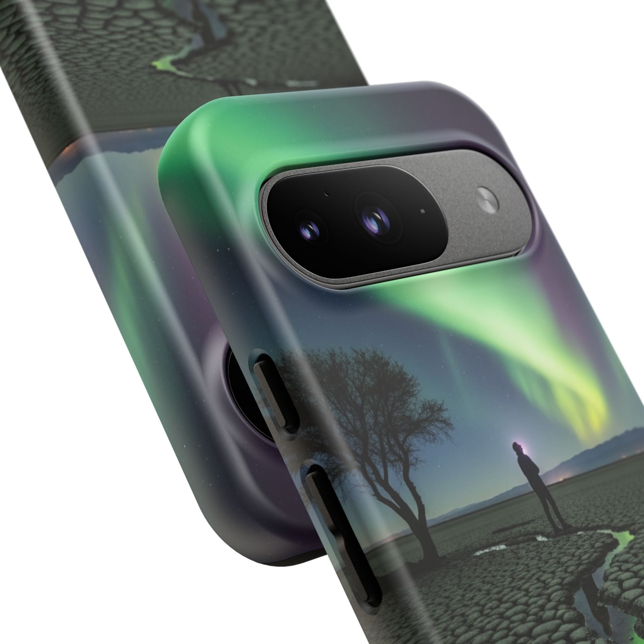 Aurora Night Sky Tough Phone Case — Northern Lights Landscape Protective Cover