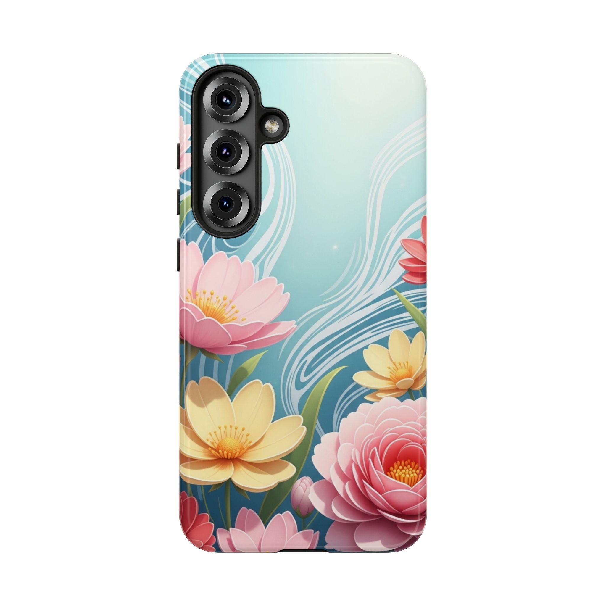 Floral Lotus Tough Phone Case — Watercolor Garden Protective Cover
