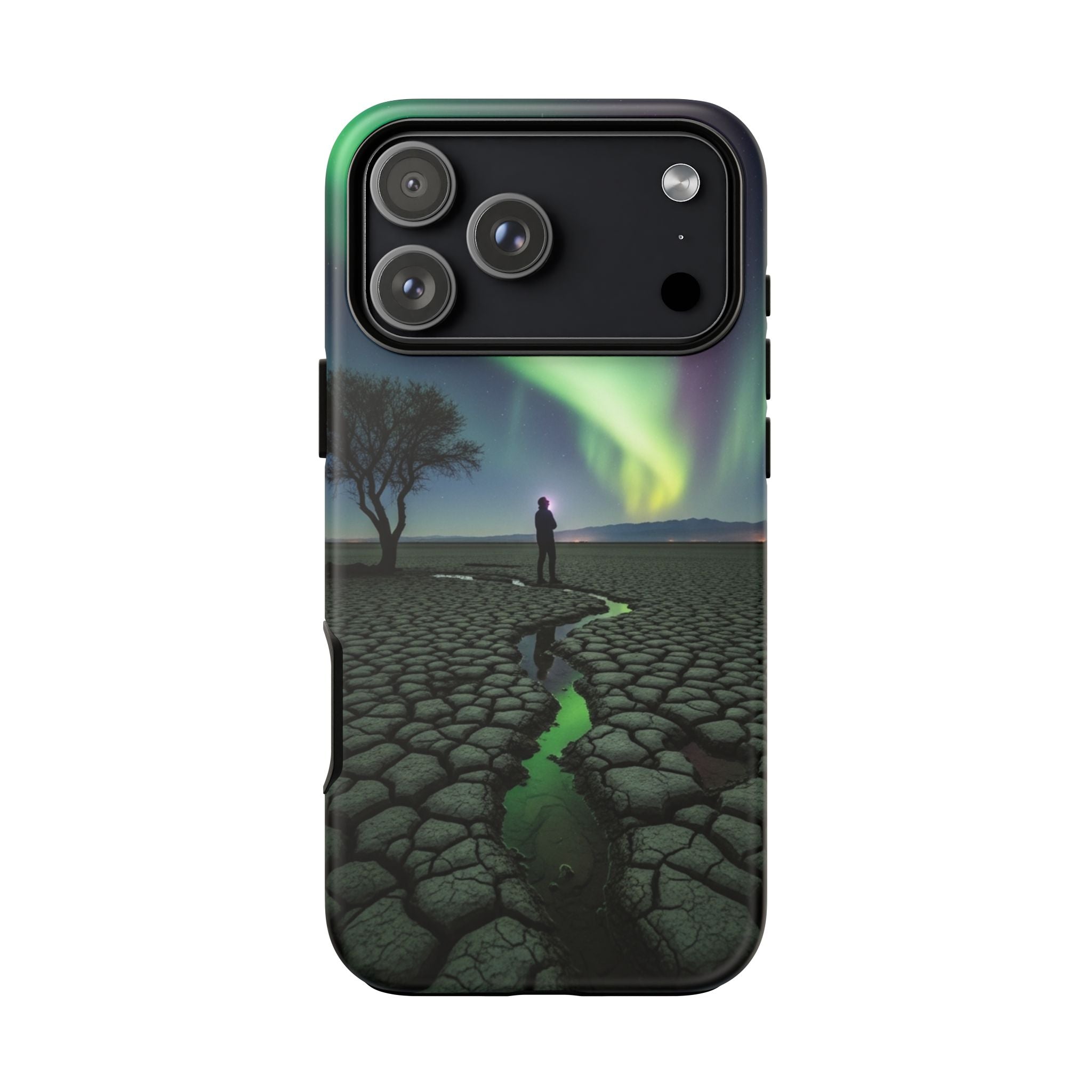 Aurora Night Sky Tough Phone Case — Northern Lights Landscape Protective Cover