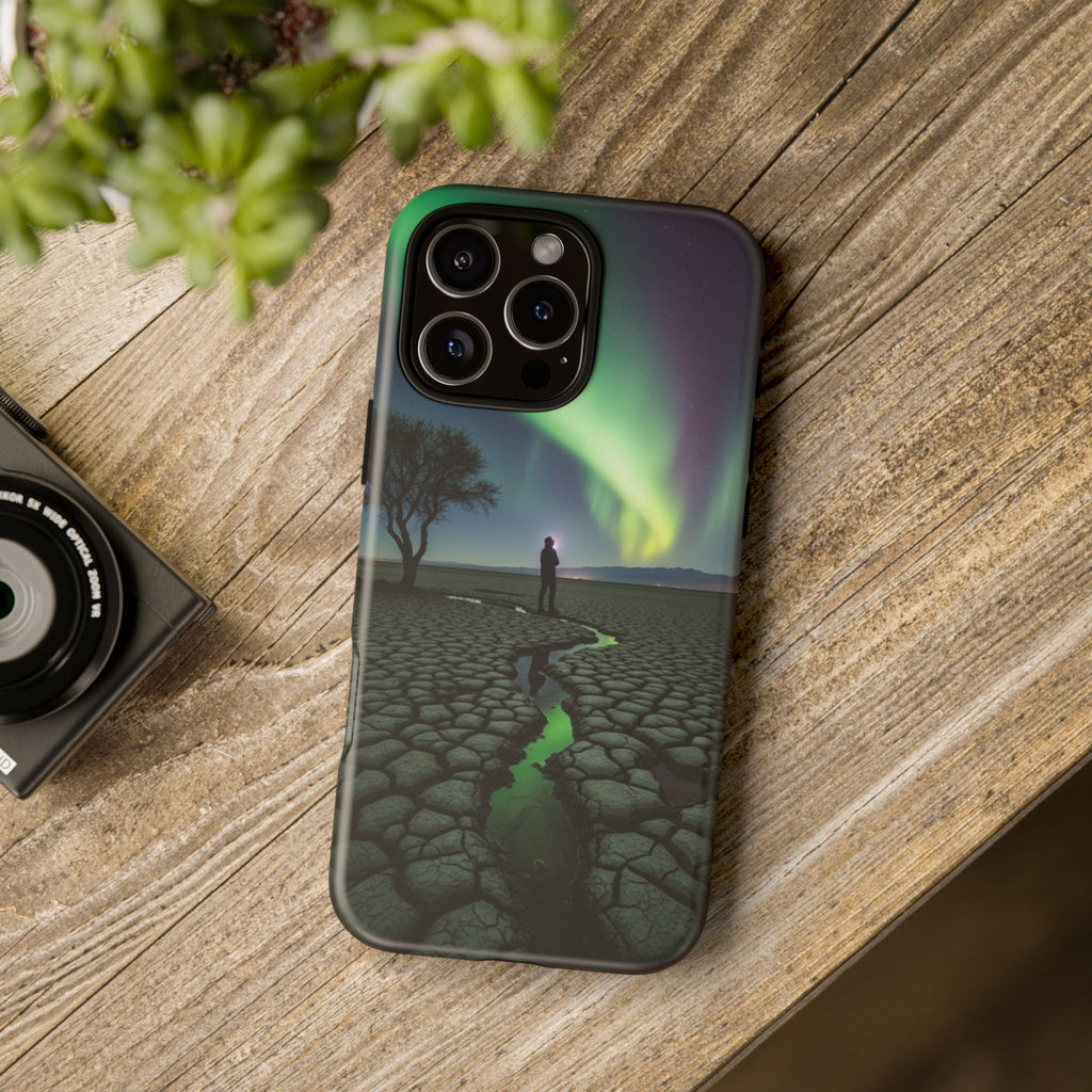 Aurora Night Sky Tough Phone Case — Northern Lights Landscape Protective Cover