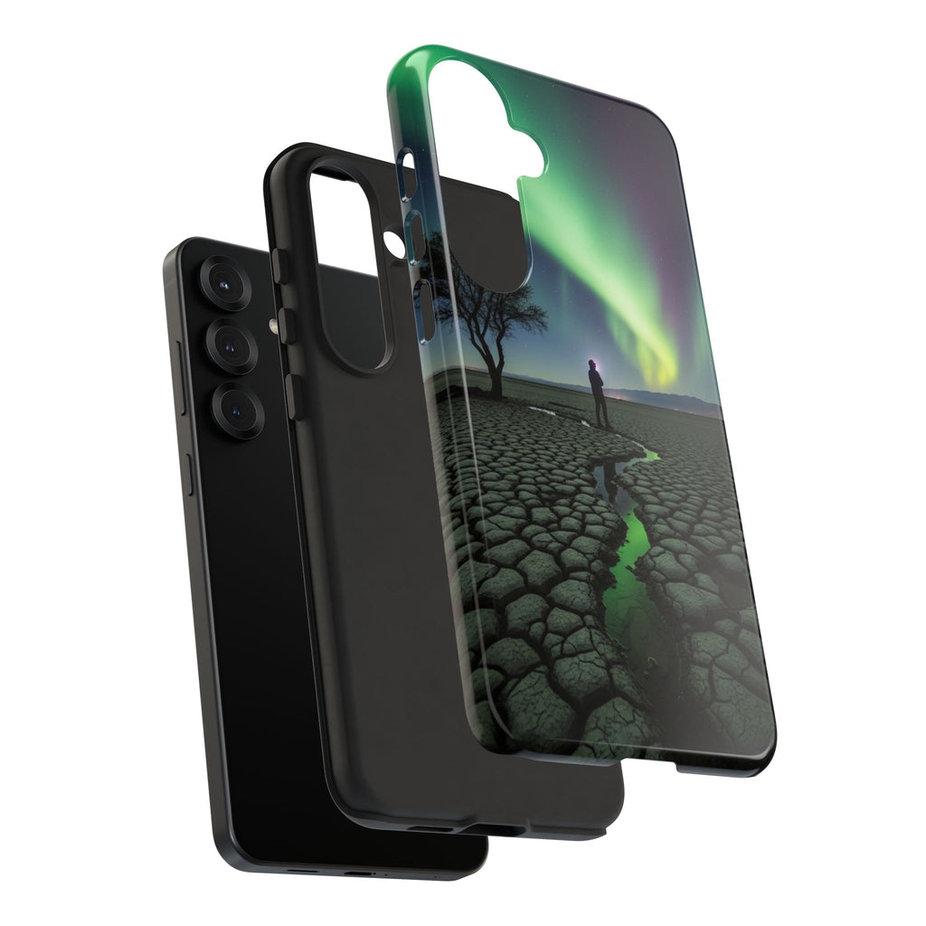 Aurora Night Sky Tough Phone Case — Northern Lights Landscape Protective Cover