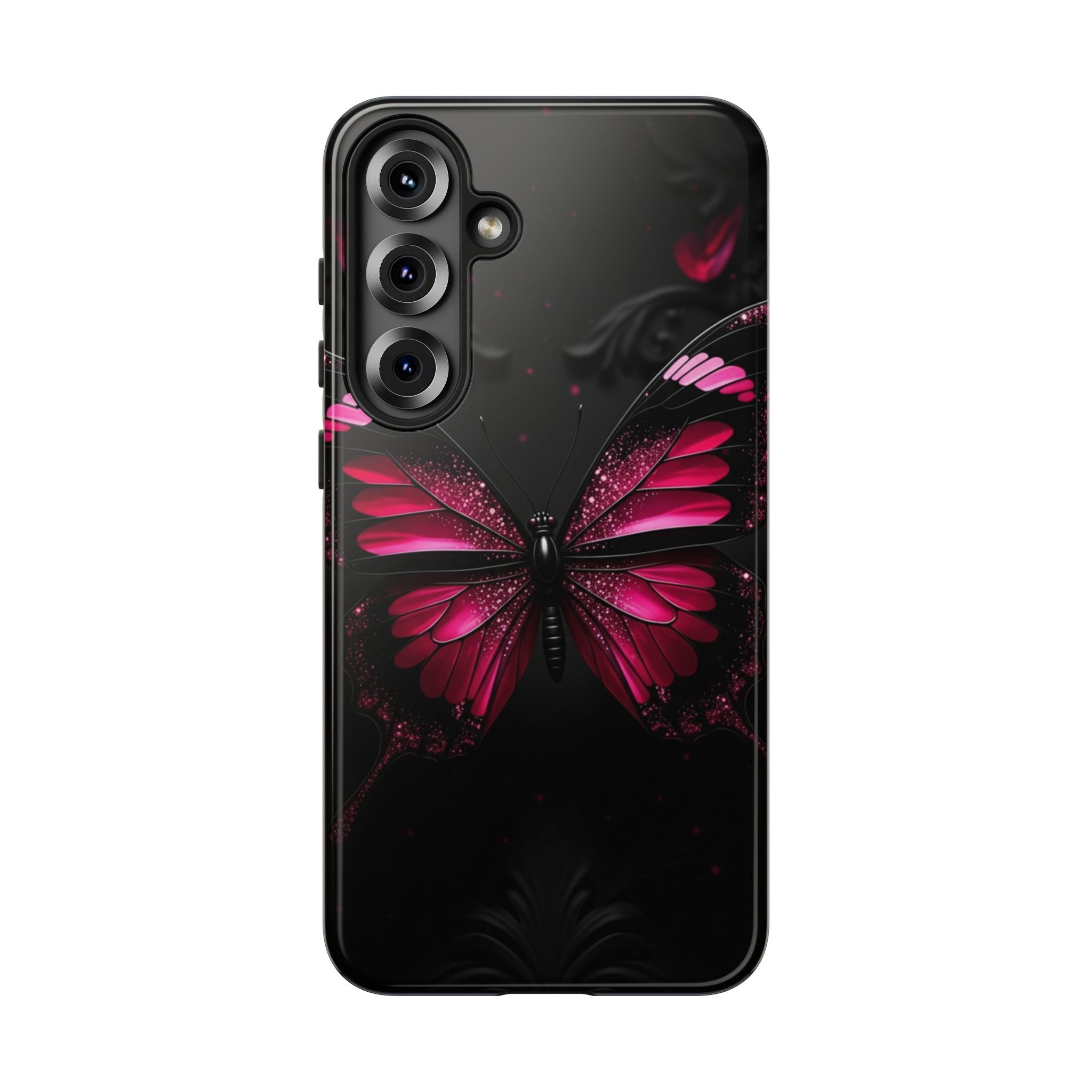 Pink Butterfly Tough Phone Case - Shockproof Protective iPhone Cover