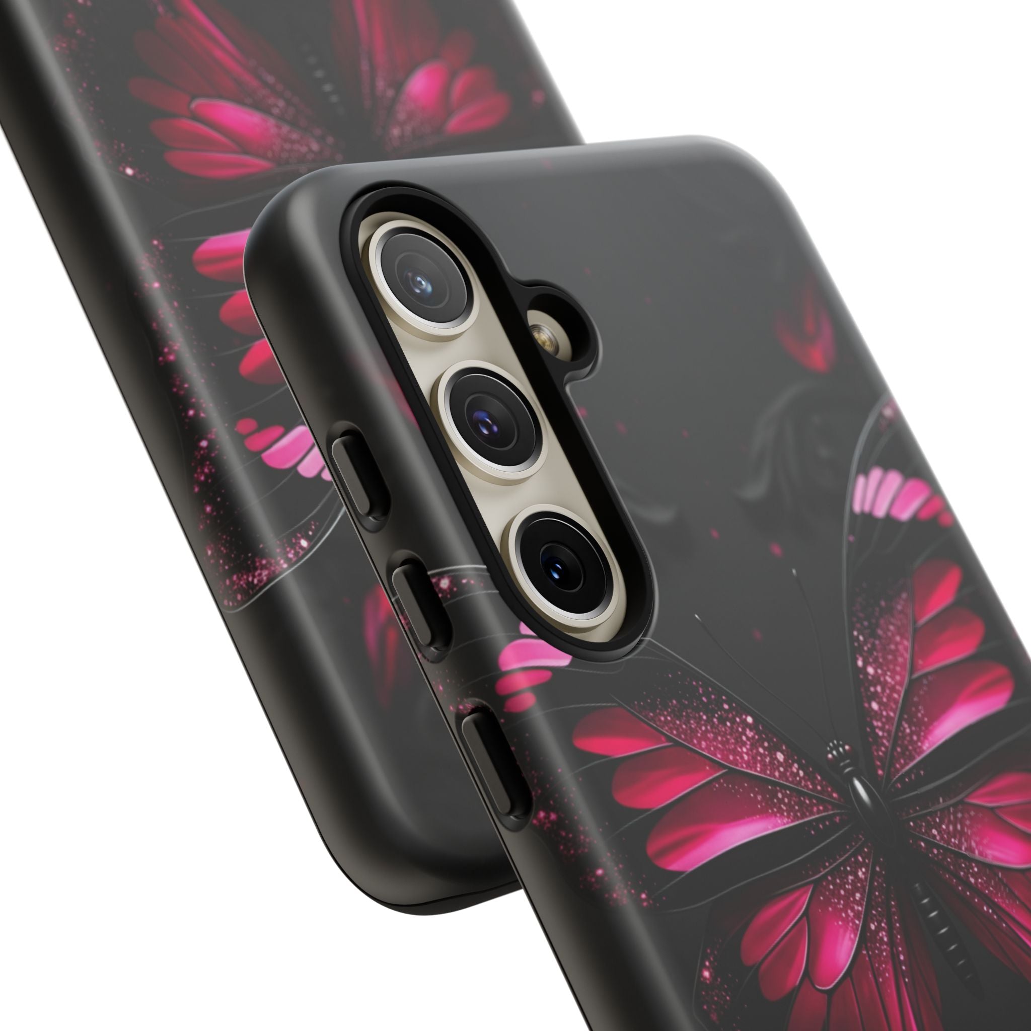 Pink Butterfly Tough Phone Case - Shockproof Protective iPhone Cover