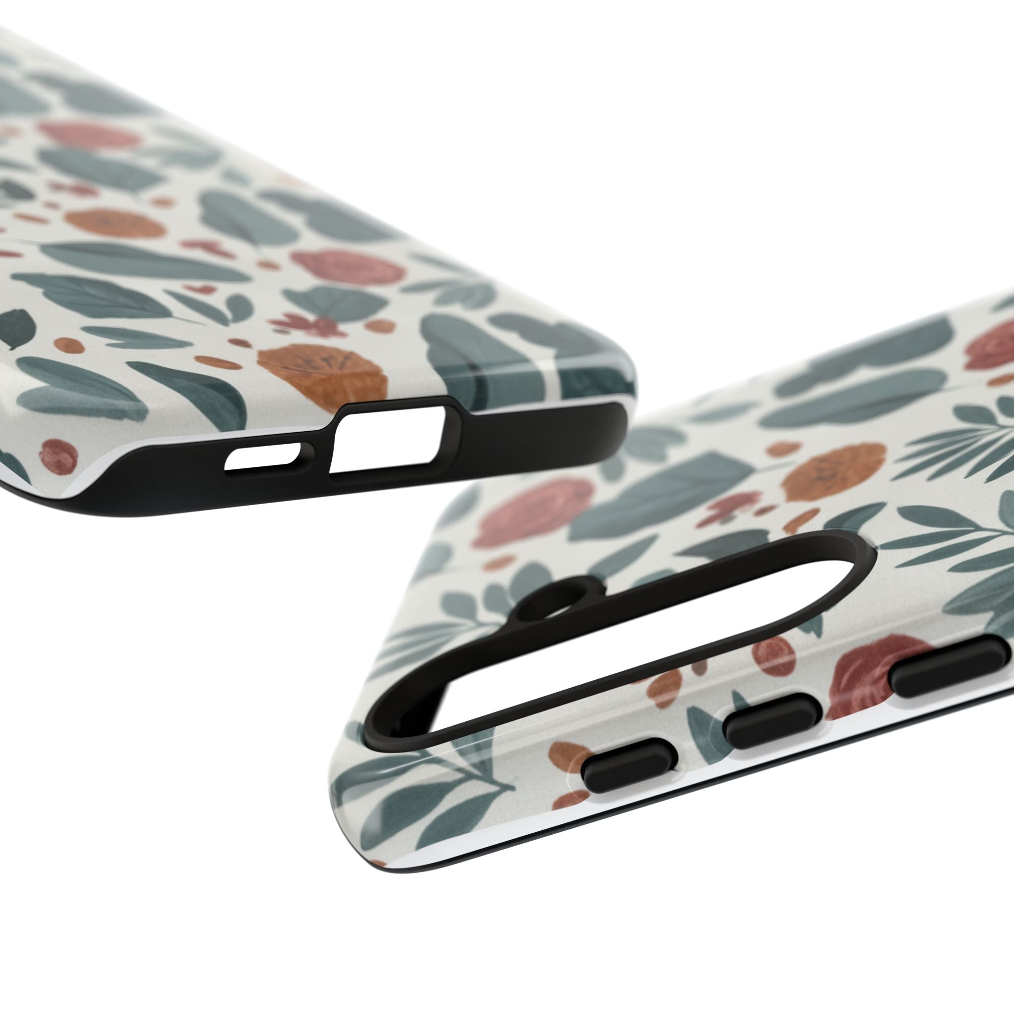 Floral Leaf Pattern Tough Phone Case — Protective Botanical iPhone Cover