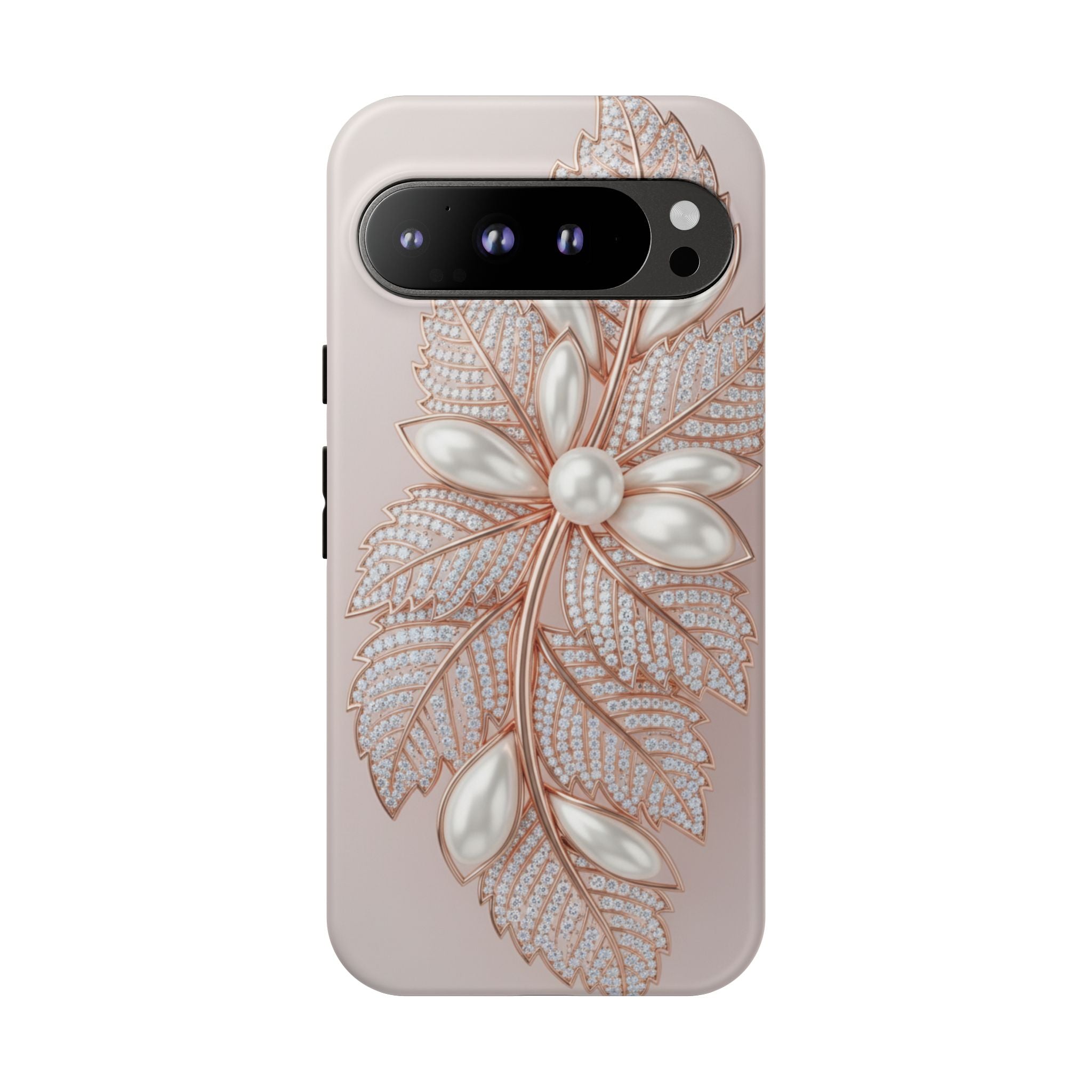 Rose Gold Pearl Leaf Tough Phone Case for Google Phone
