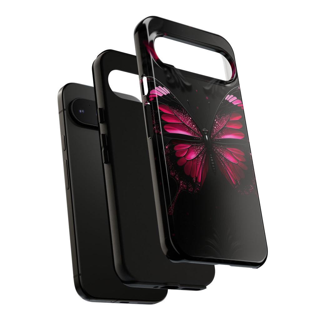 Pink Butterfly Tough Phone Case - Shockproof Protective iPhone Cover