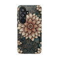 Floral Mandala Tough Phone Case - Boho Dahlia Protective Cover