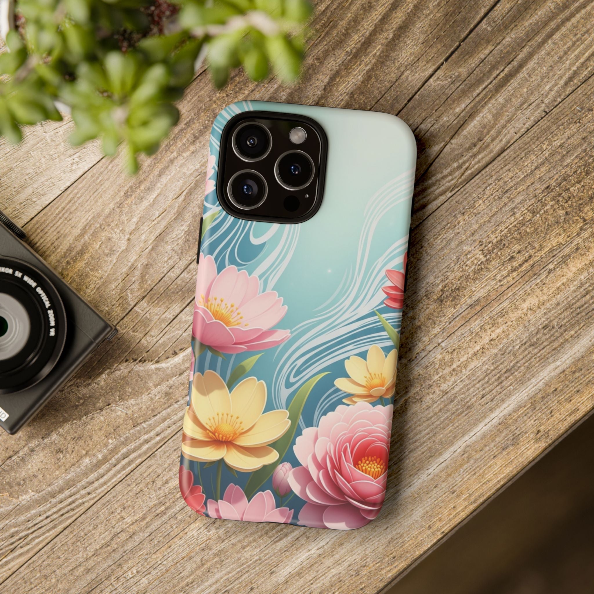 Floral Lotus Tough Phone Case — Watercolor Garden Protective Cover