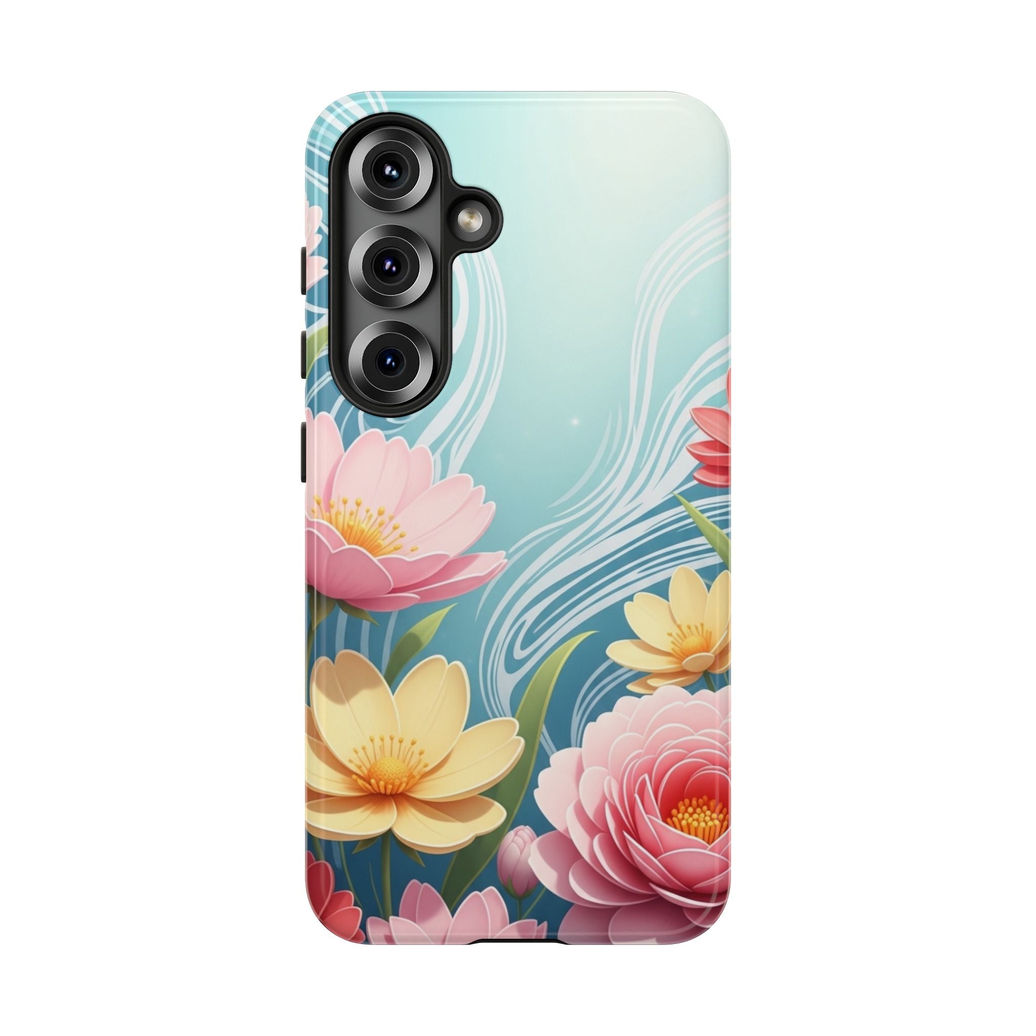 Floral Lotus Tough Phone Case — Watercolor Garden Protective Cover