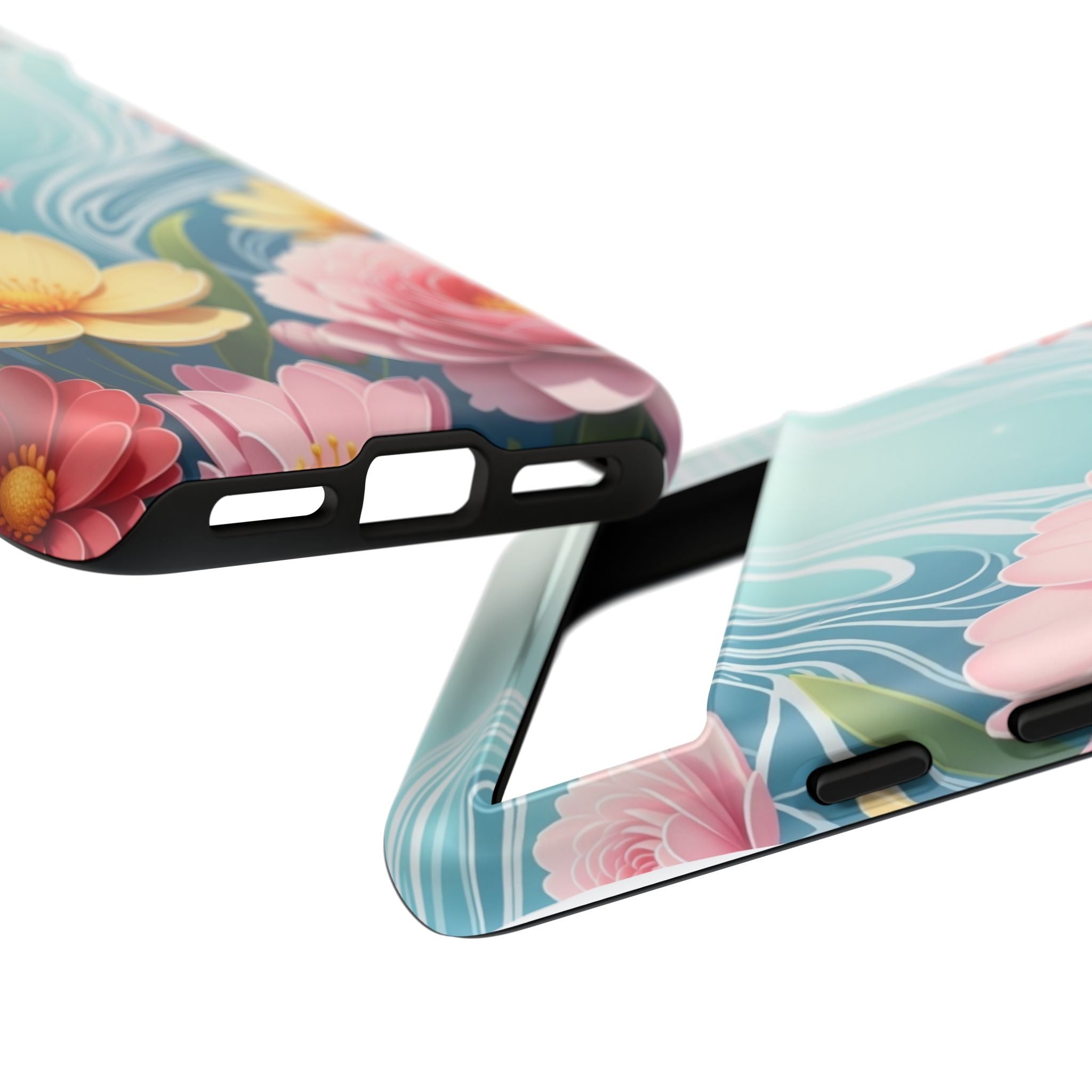 Floral Lotus Tough Phone Case — Watercolor Garden Protective Cover