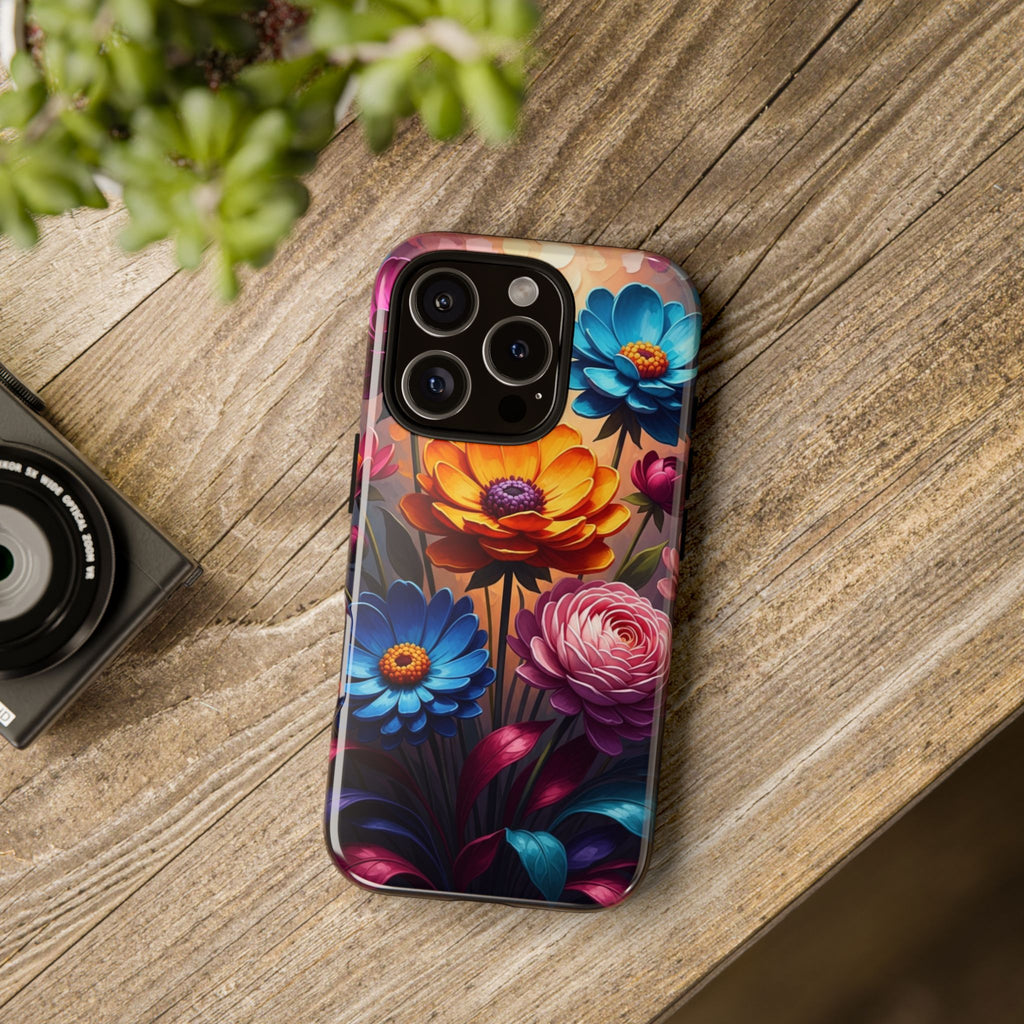 Floral Sunset Tough Phone Case — Vibrant Bloom Protective Cover