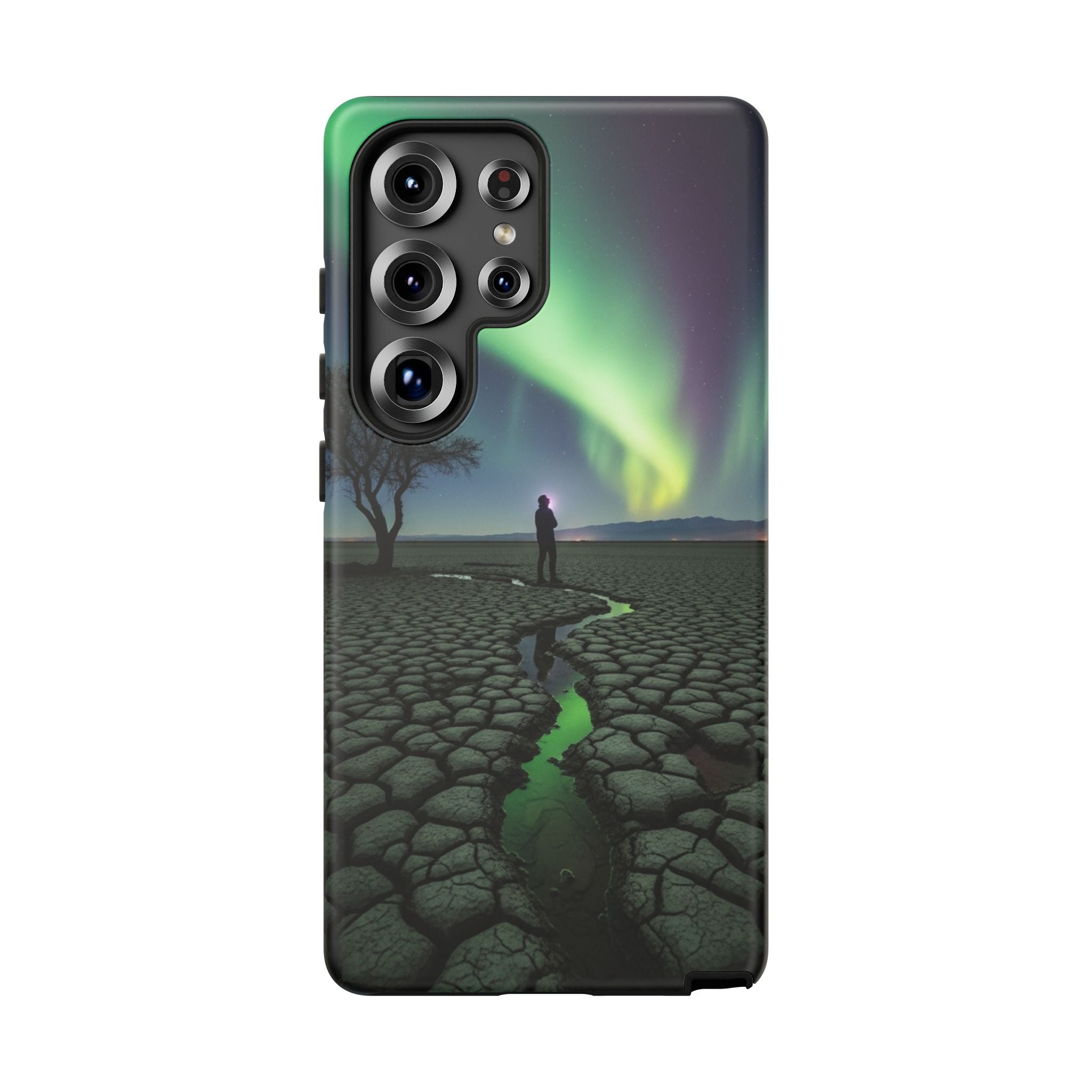 Aurora Night Sky Tough Phone Case — Northern Lights Landscape Protective Cover