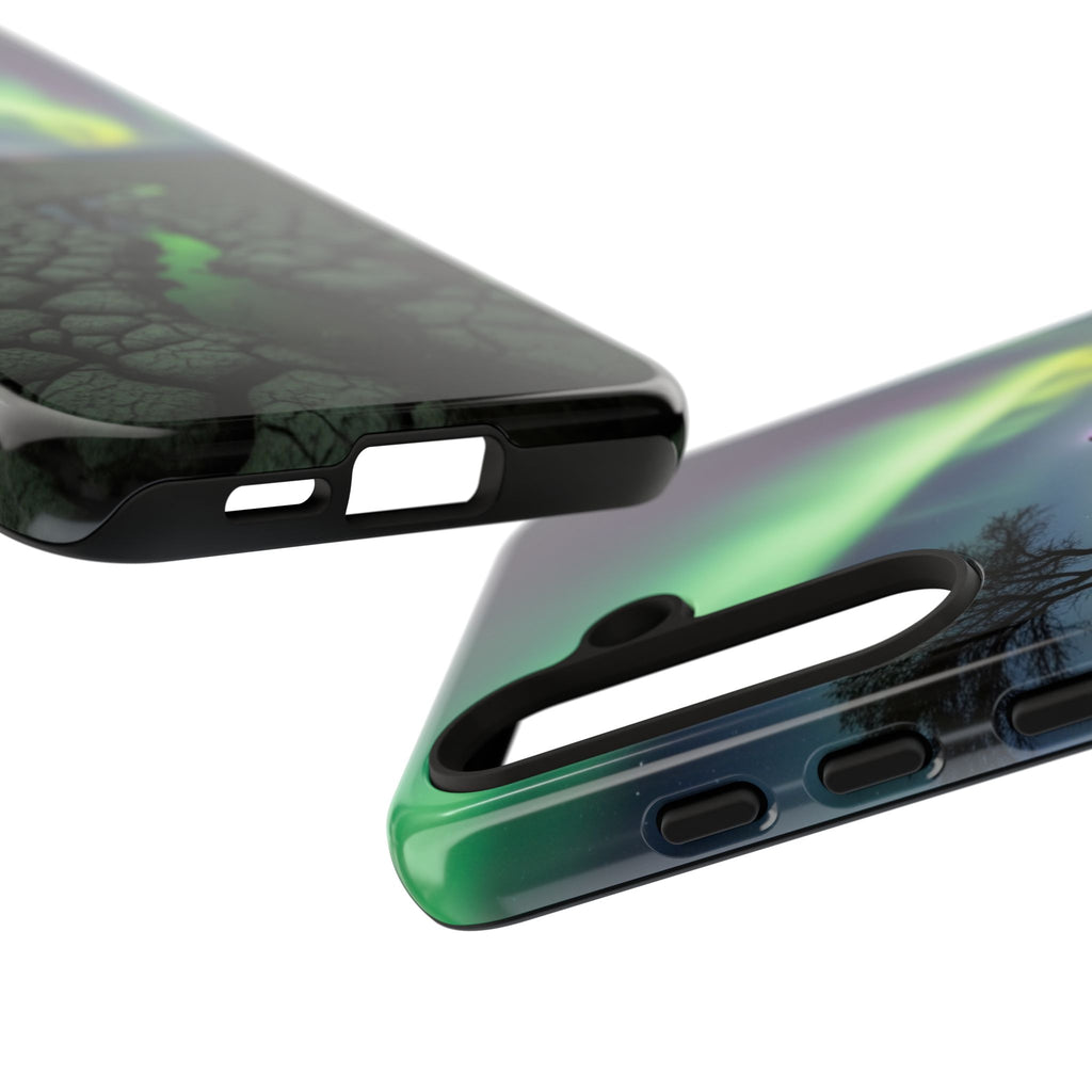 Aurora Night Sky Tough Phone Case — Northern Lights Landscape Protective Cover