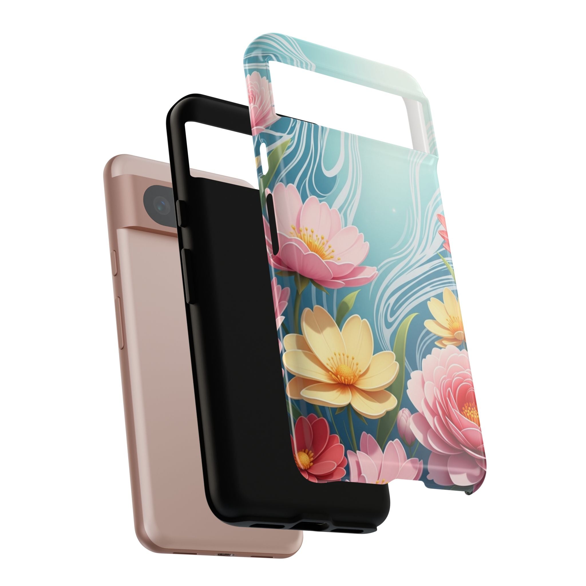 Floral Lotus Tough Phone Case — Watercolor Garden Protective Cover