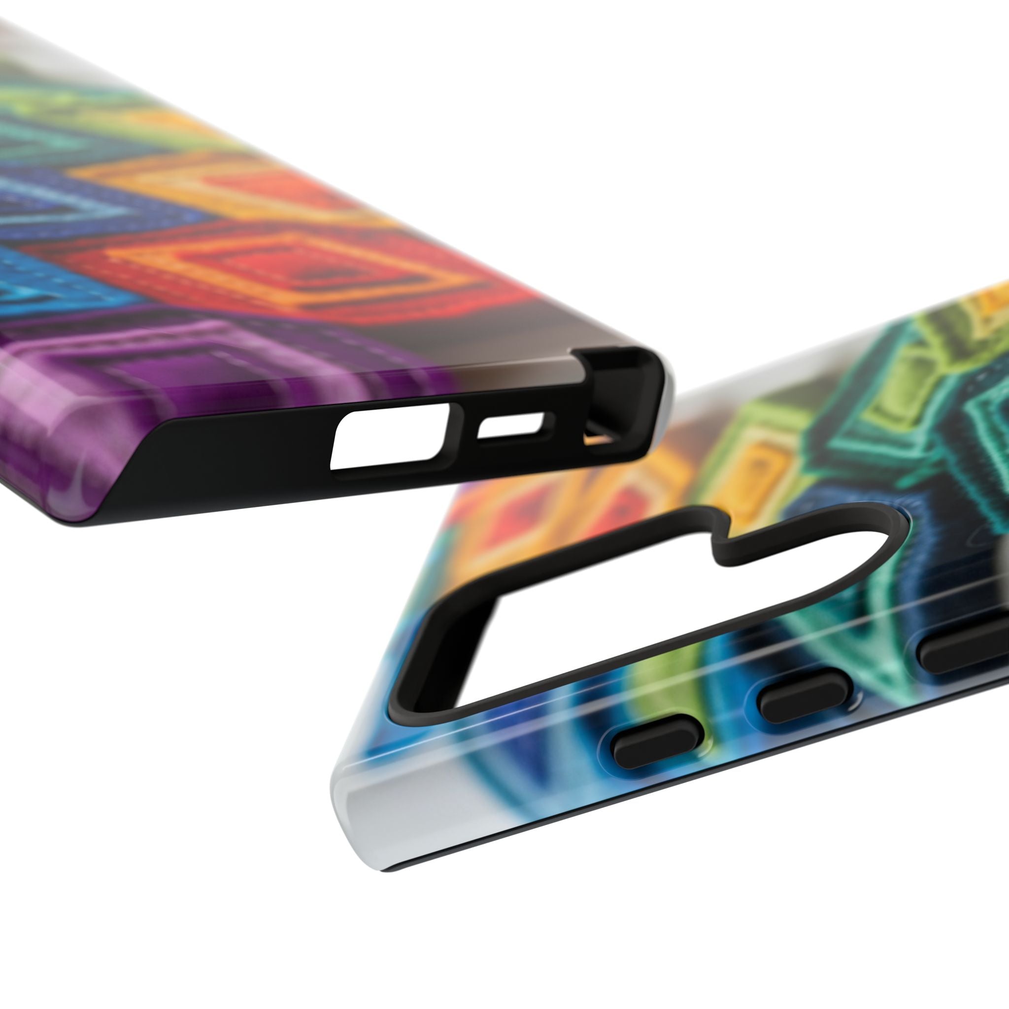 Colorful Geometric Quilt Pattern Phone Case – Bright Rainbow Diamond Tough Case