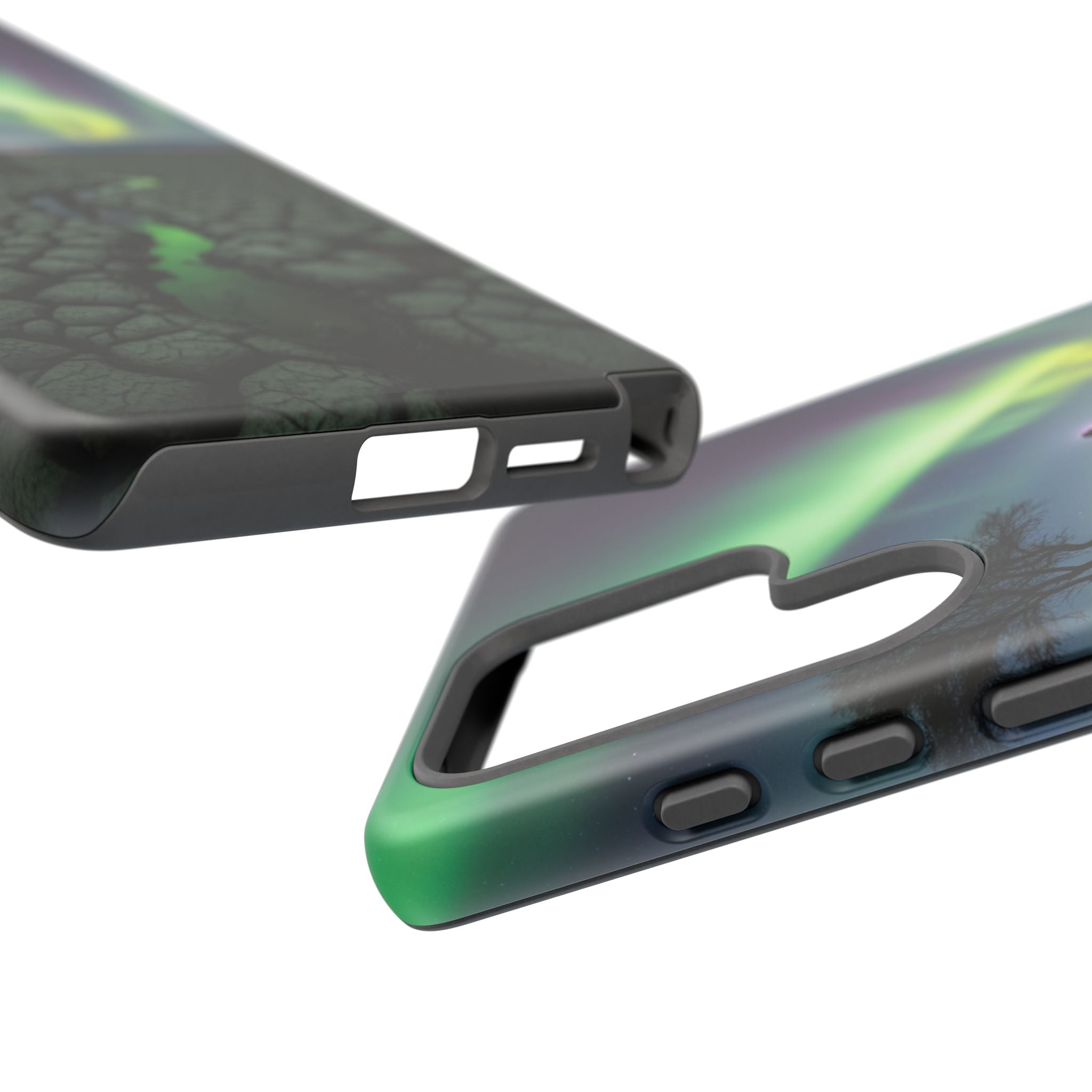 Aurora Night Sky Tough Phone Case — Northern Lights Landscape Protective Cover