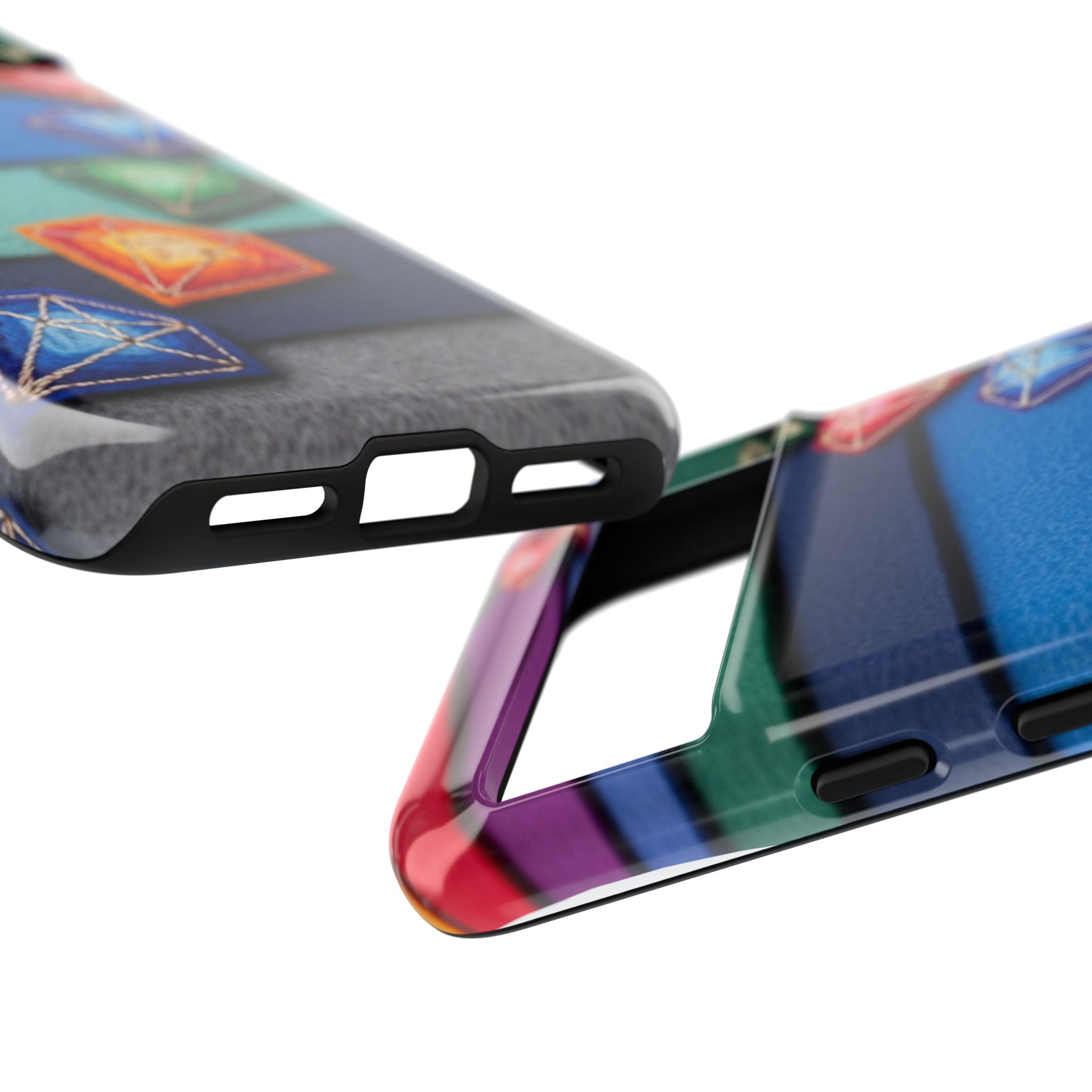 Colorful Gem Stripe Phone Case — Rainbow Diamond Pattern Tough Case