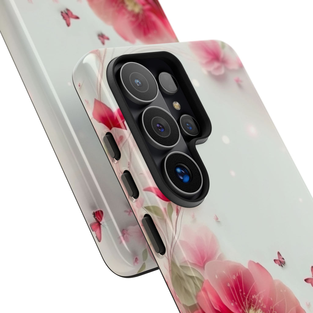 Floral Pink Blossoms Tough Phone Case – Protective Garden Flower Design