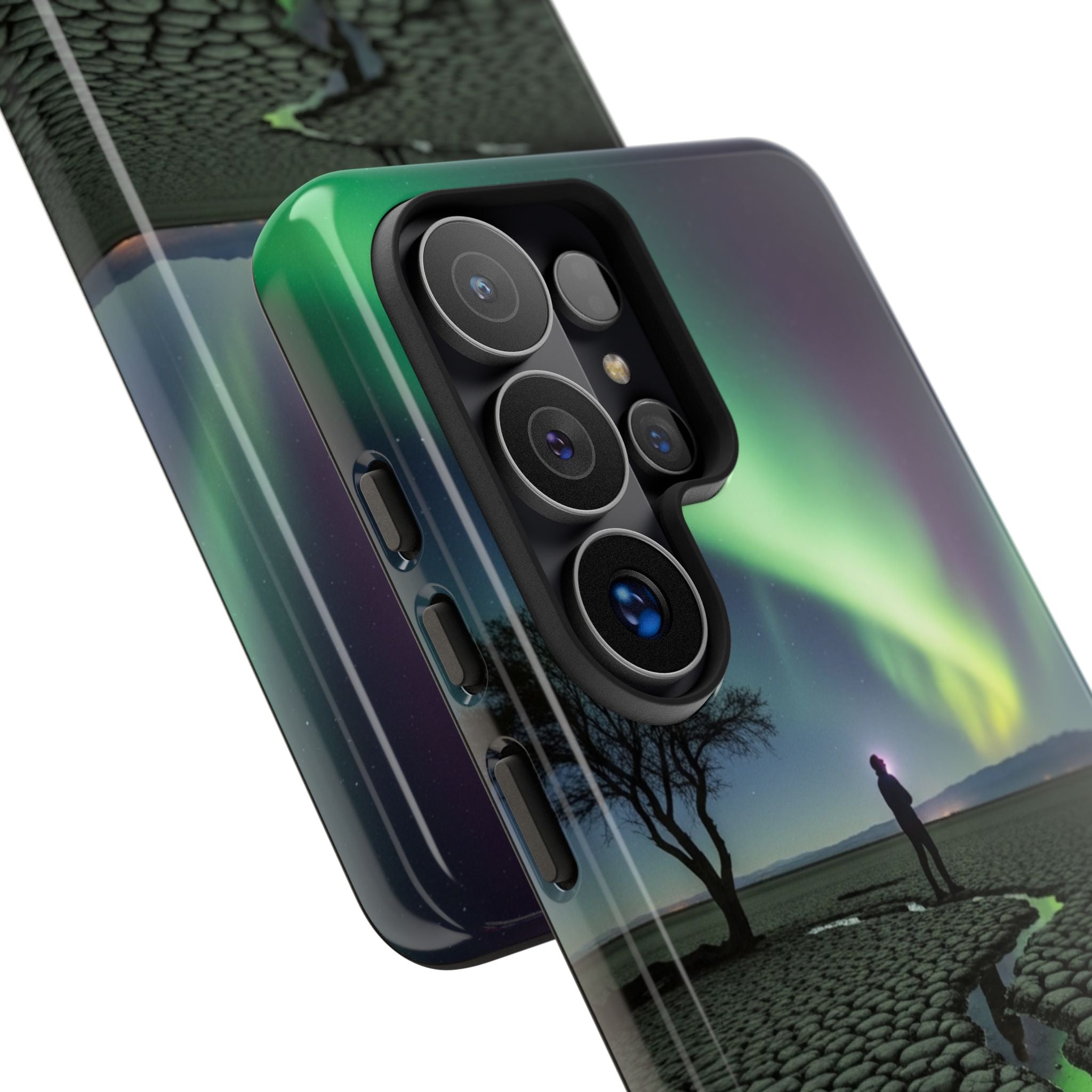 Aurora Night Sky Tough Phone Case — Northern Lights Landscape Protective Cover