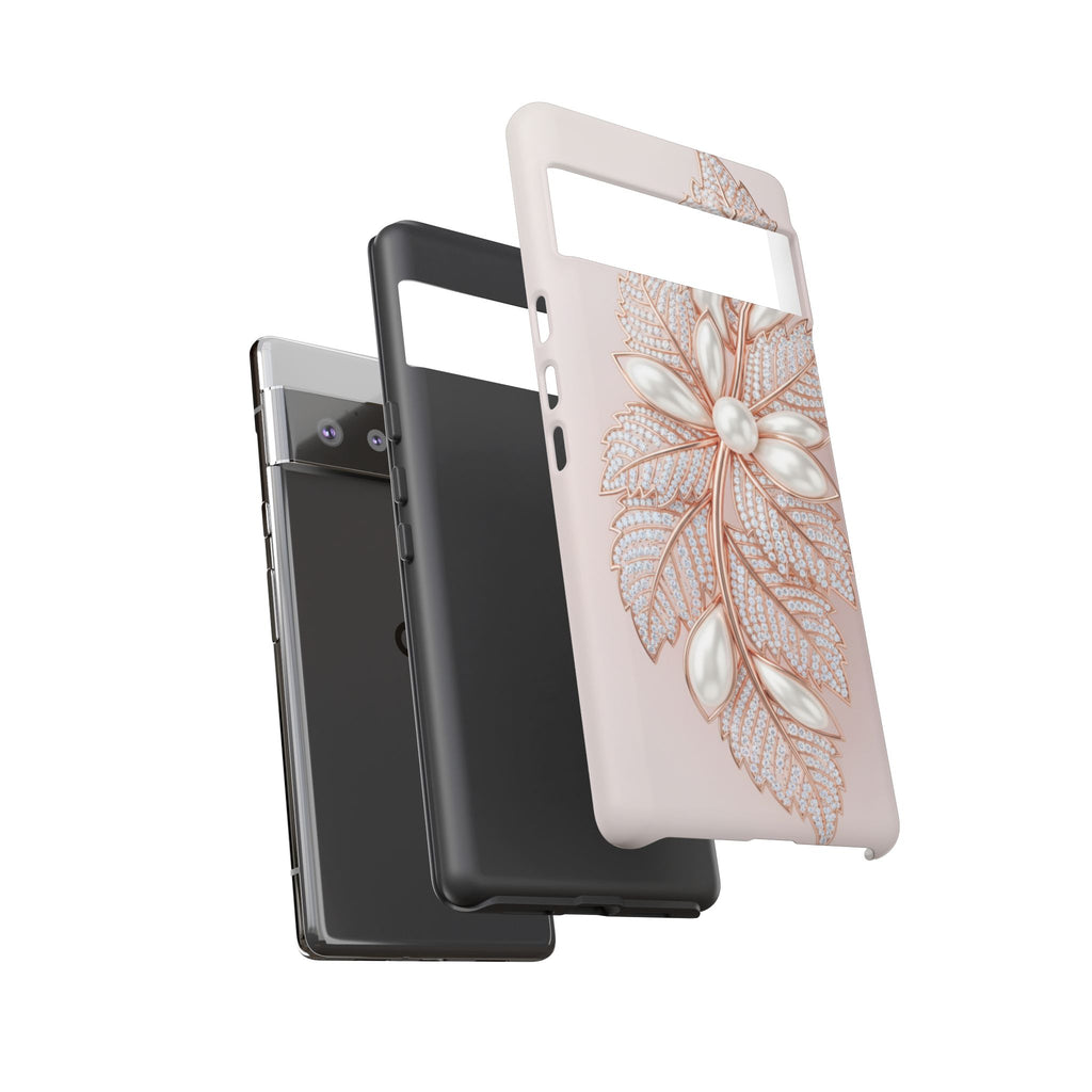 Rose Gold Pearl Leaf Tough Phone Case for Google Phone