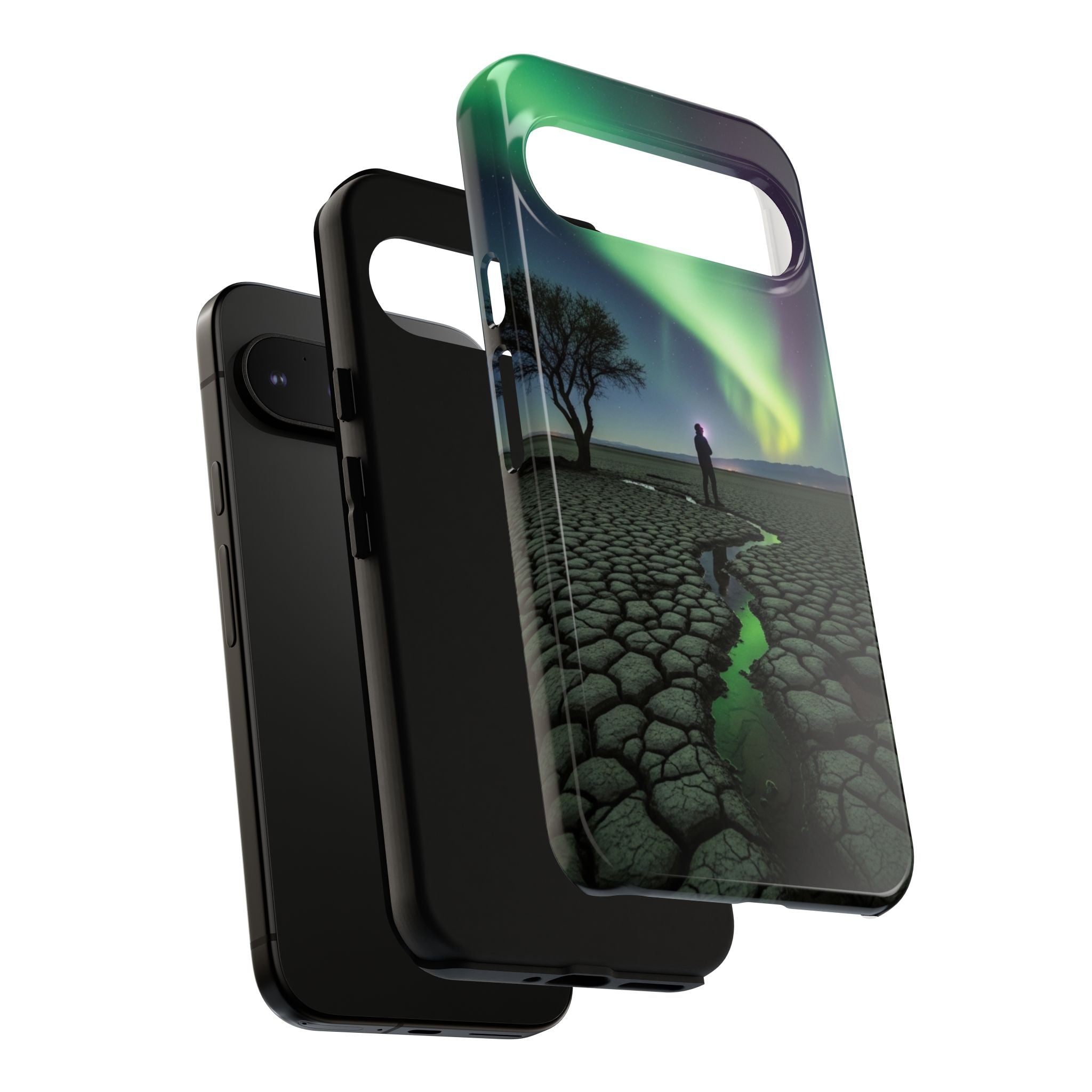 Aurora Night Sky Tough Phone Case — Northern Lights Landscape Protective Cover