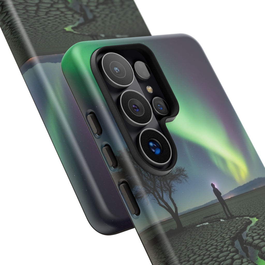 Aurora Night Sky Tough Phone Case — Northern Lights Landscape Protective Cover