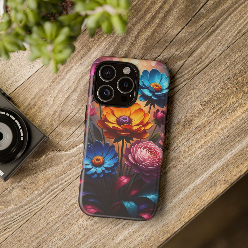 Floral Sunset Tough Phone Case — Vibrant Bloom Protective Cover