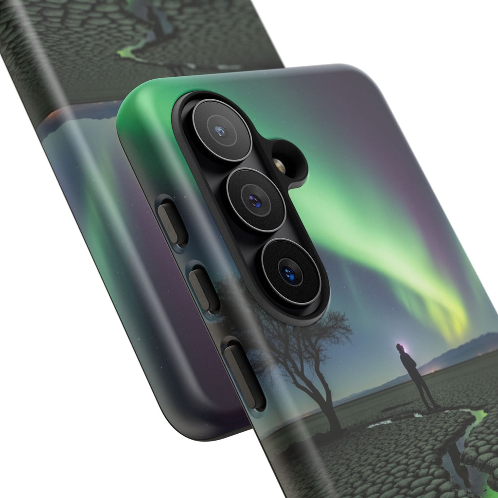 Aurora Night Sky Tough Phone Case — Northern Lights Landscape Protective Cover