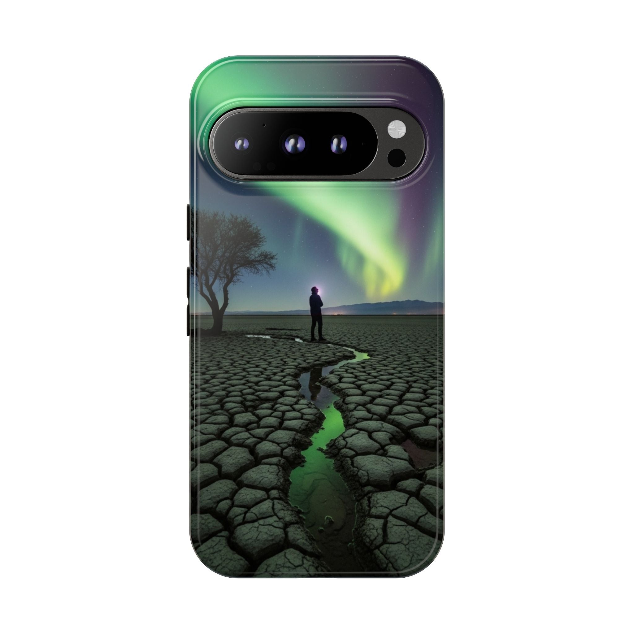 Aurora Night Sky Tough Phone Case — Northern Lights Landscape Protective Cover