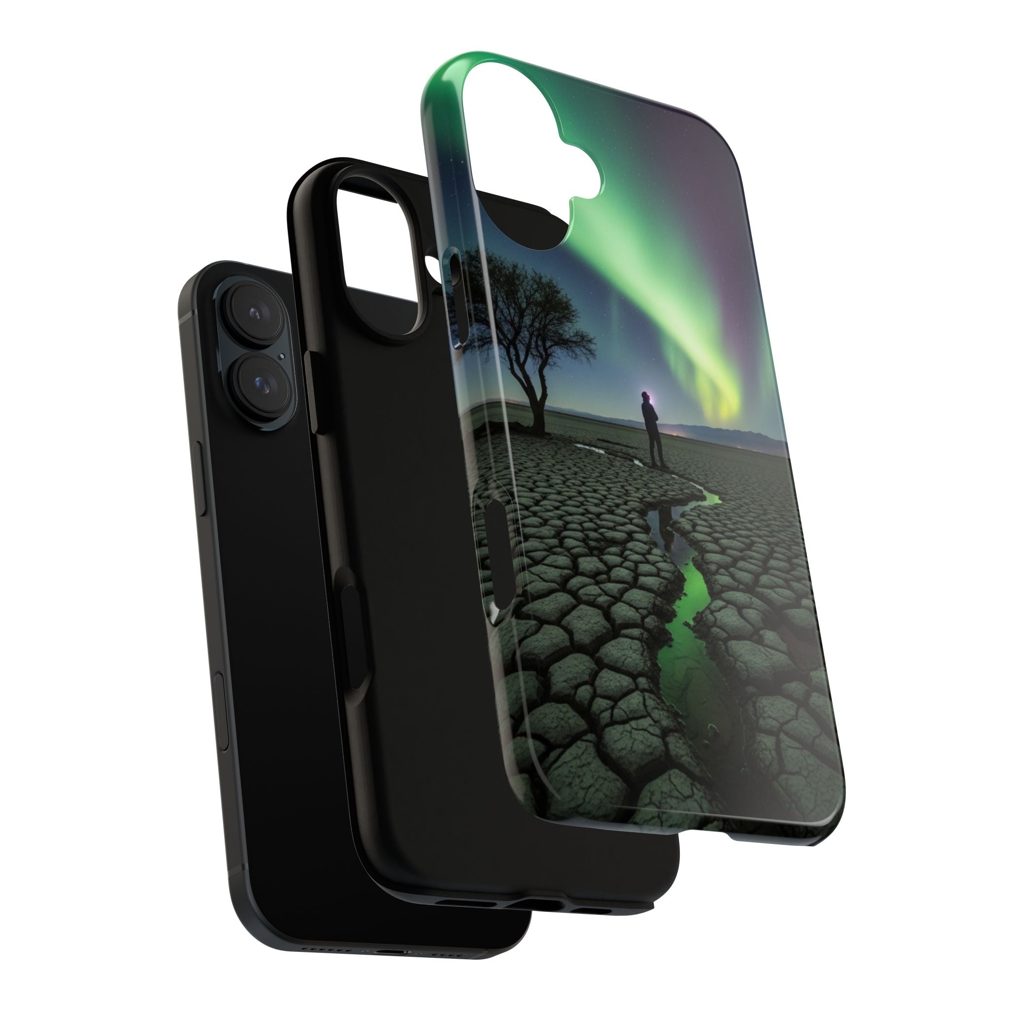Aurora Night Sky Tough Phone Case — Northern Lights Landscape Protective Cover