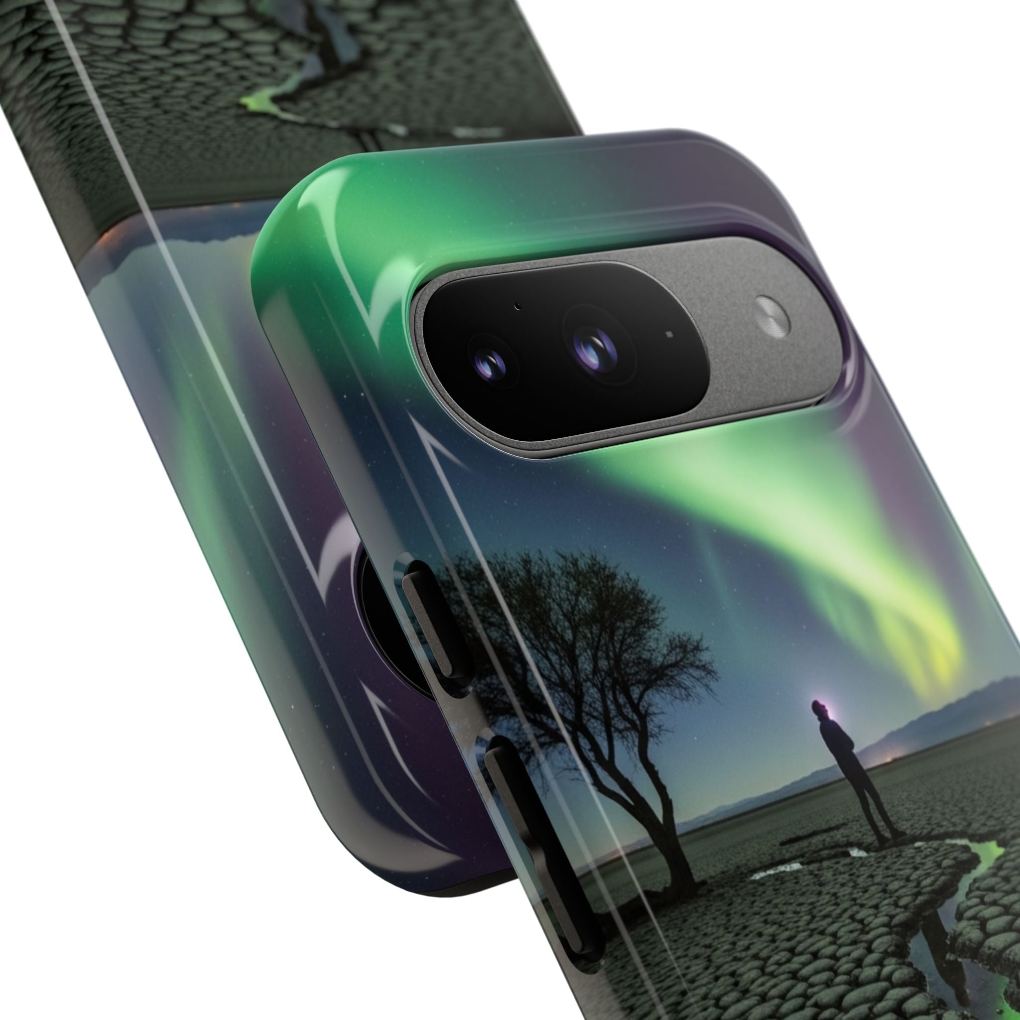 Aurora Night Sky Tough Phone Case — Northern Lights Landscape Protective Cover