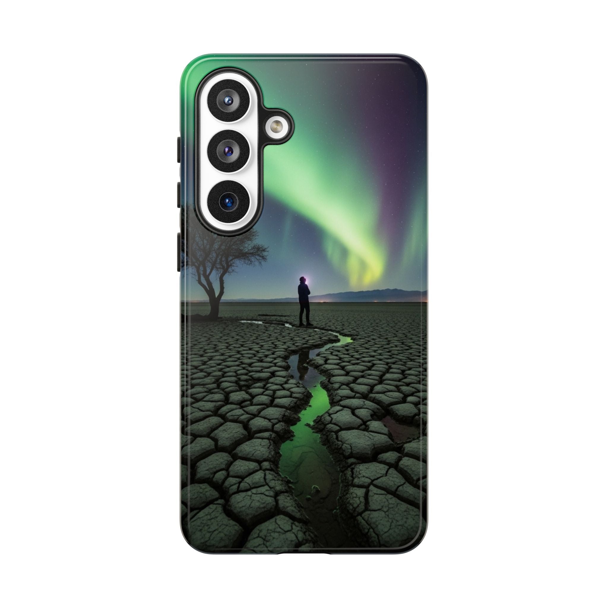 Aurora Night Sky Tough Phone Case — Northern Lights Landscape Protective Cover