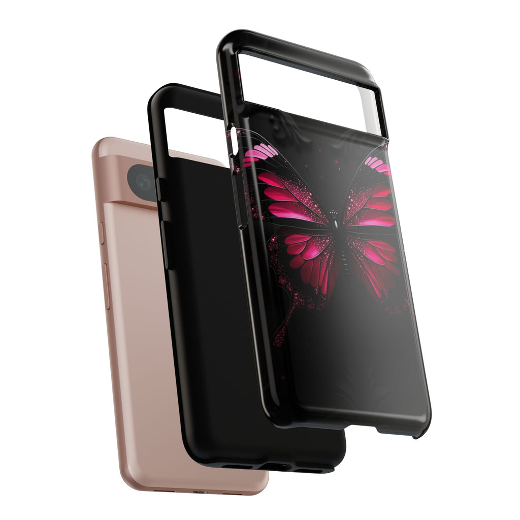 Pink Butterfly Tough Phone Case - Shockproof Protective iPhone Cover