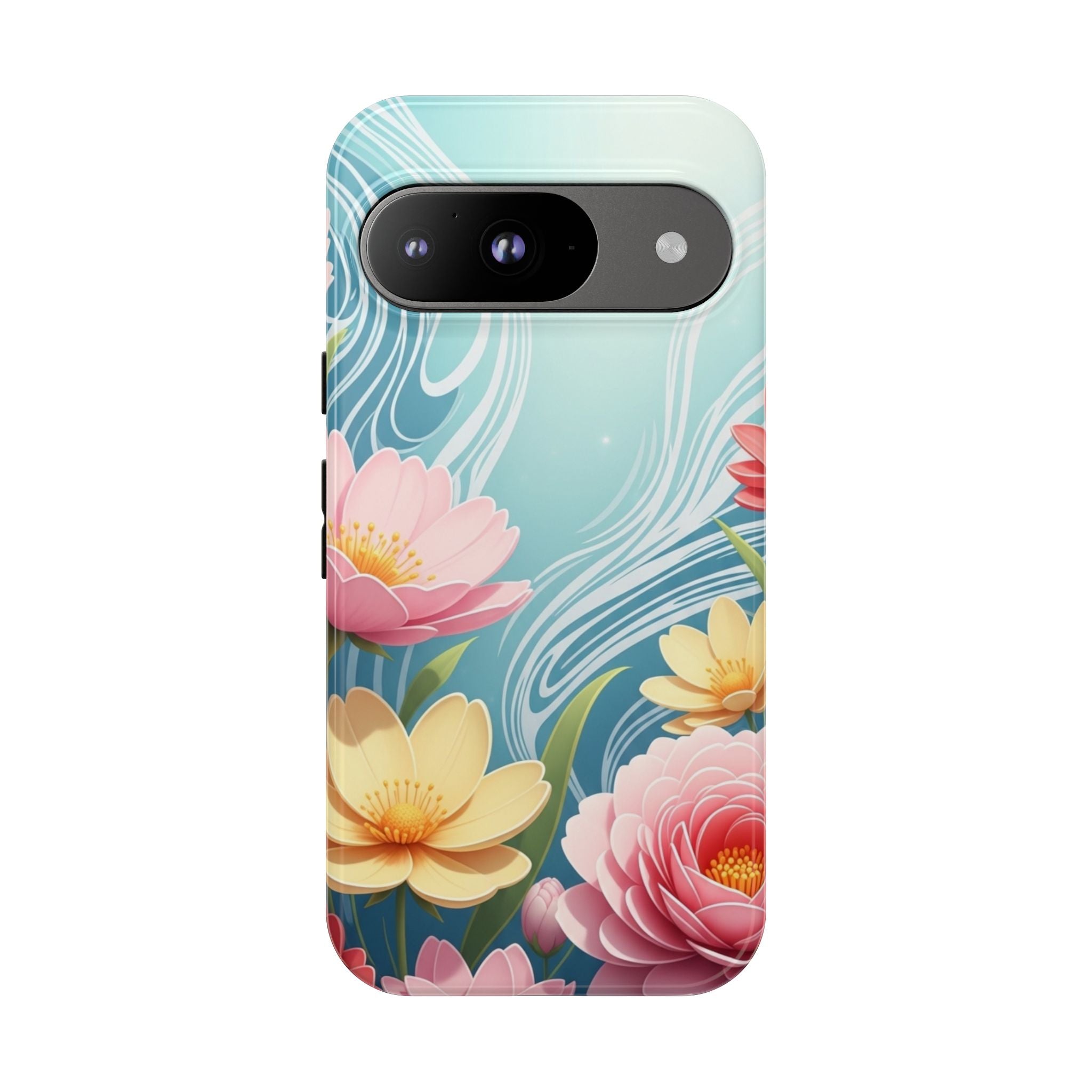 Floral Lotus Tough Phone Case — Watercolor Garden Protective Cover