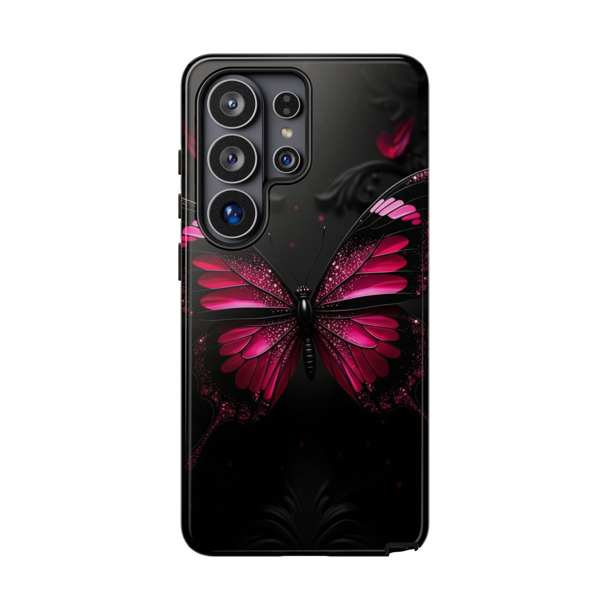 Pink Butterfly Tough Phone Case - Shockproof Protective iPhone Cover